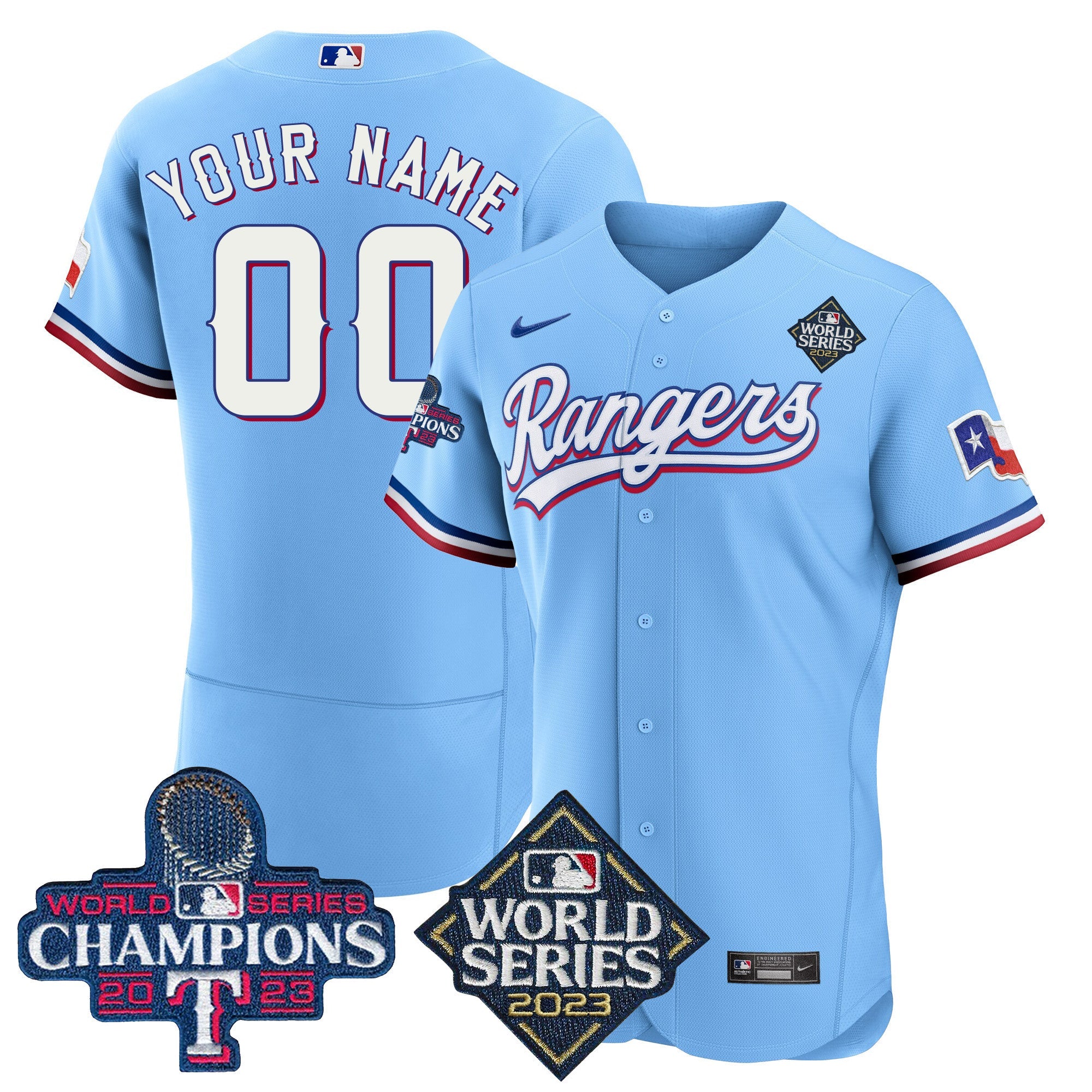 Texas 2023 World Series Champions Flex Base Custom Jersey V4