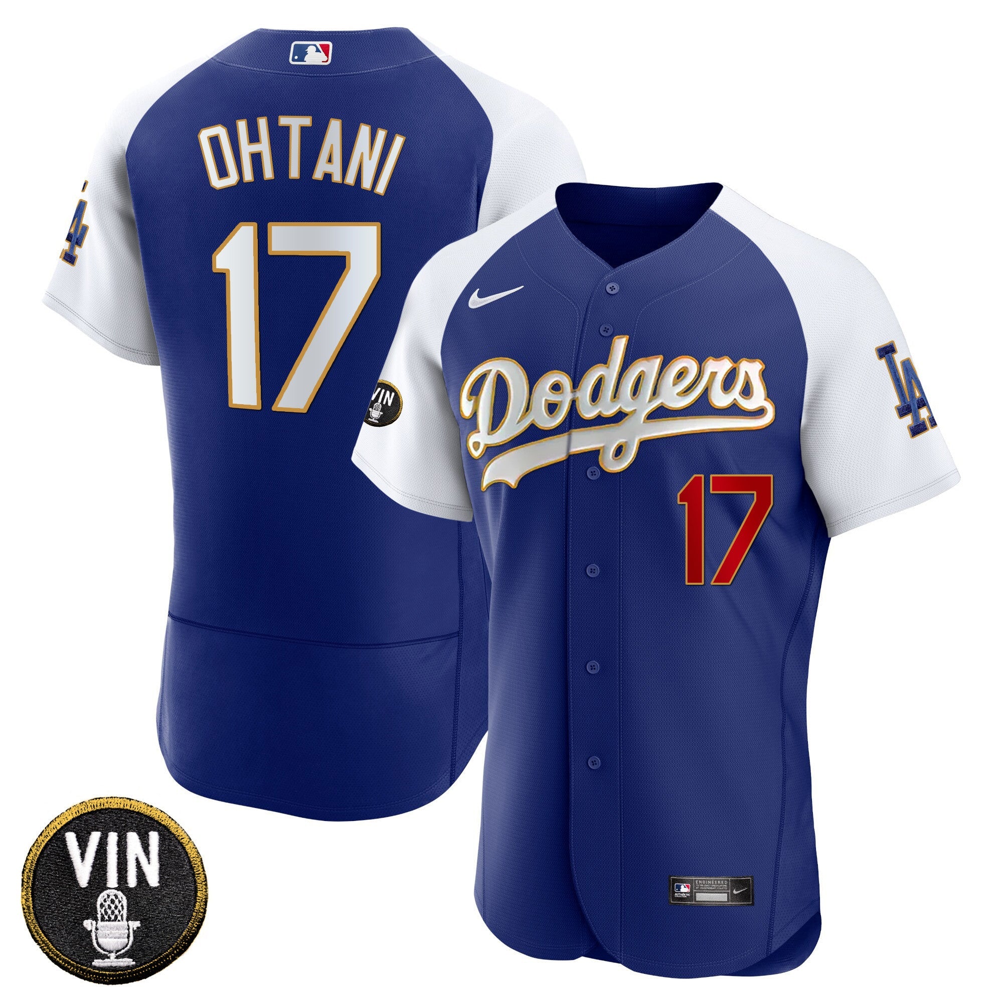 Men’s Vin Scully Patch Flex Base Gold Trim Jersey V2