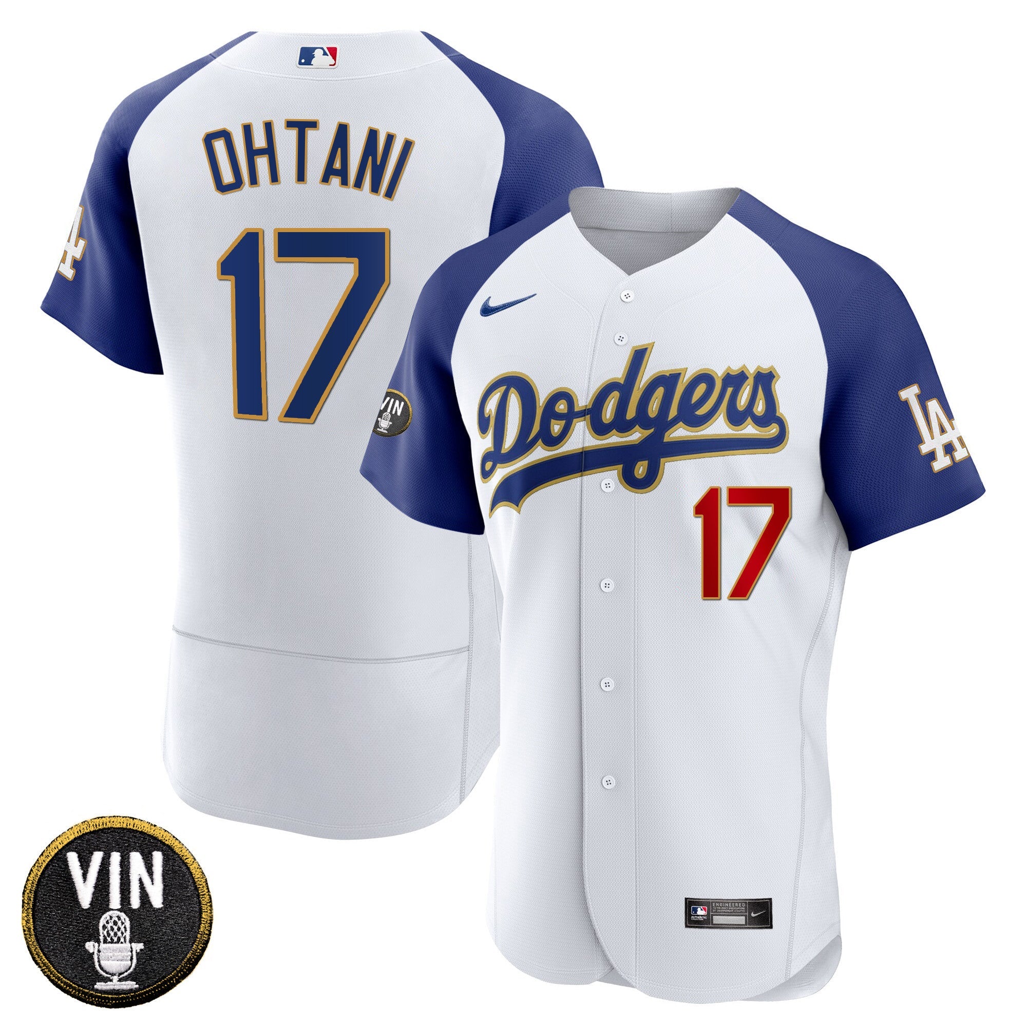 Men’s Vin Scully Patch Flex Base Gold Trim Jersey V2