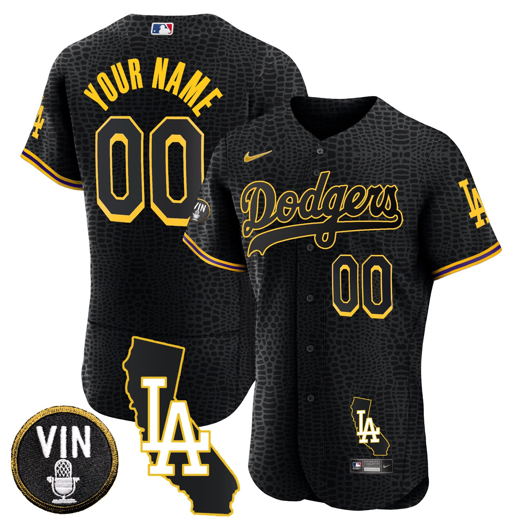 Los Angeles California Patch Gold Trim Flex Base Custom Jersey