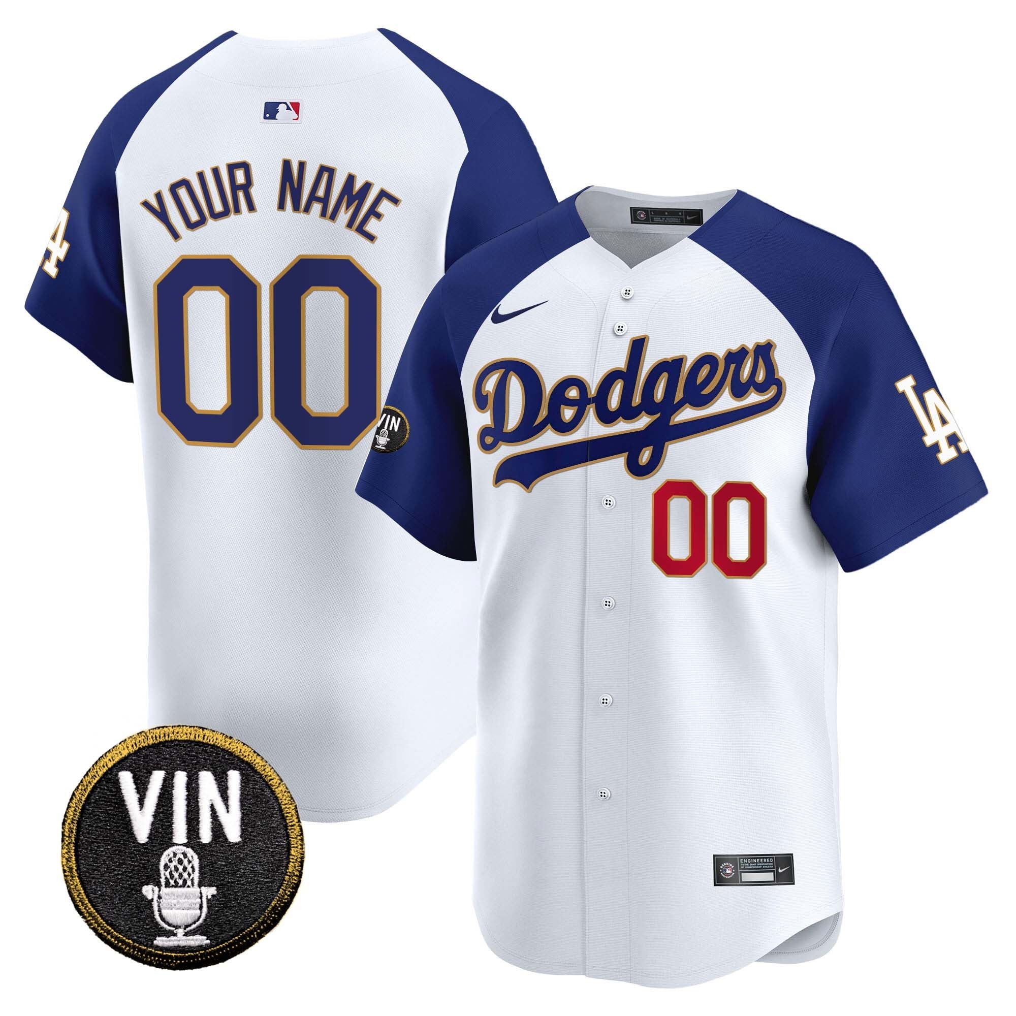 Vin Scully Patch Gold Trim Vapor Premier Limited Custom Jersey