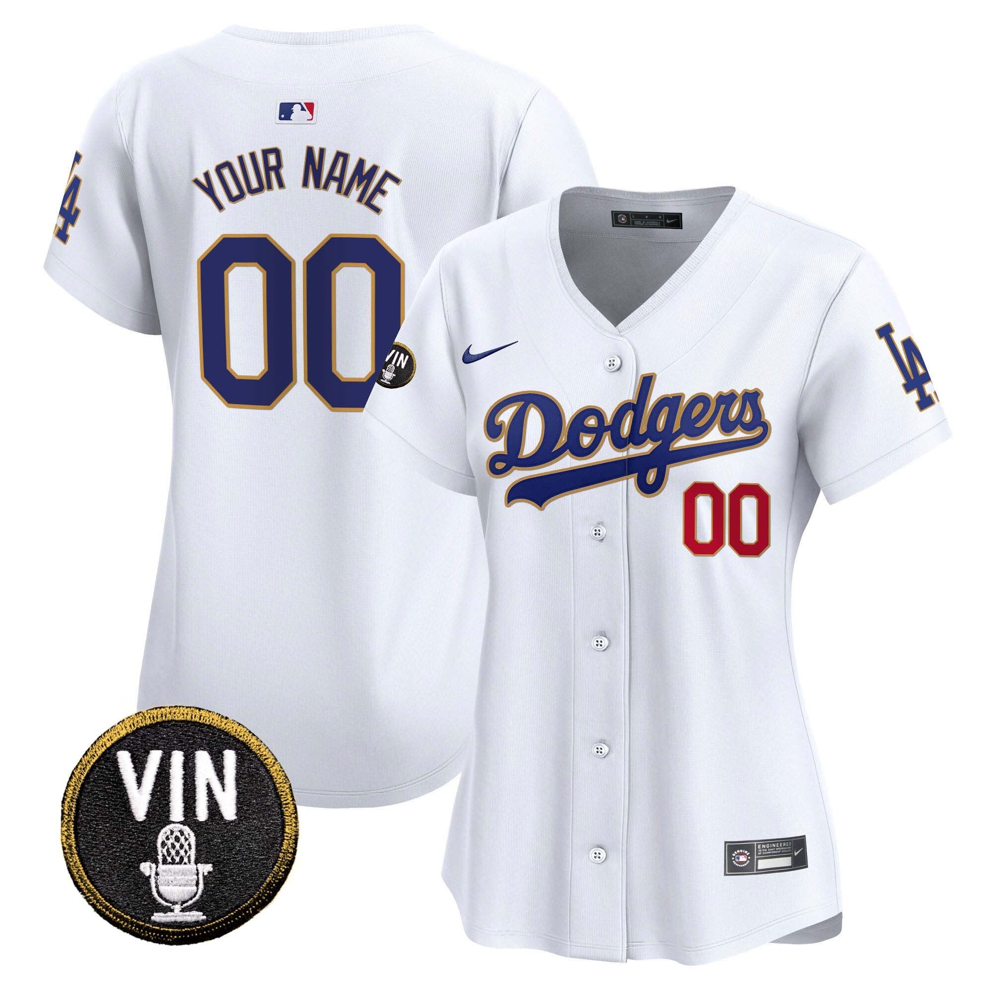 Vin Scully Patch Gold Trim Vapor Premier Limited Custom Jersey