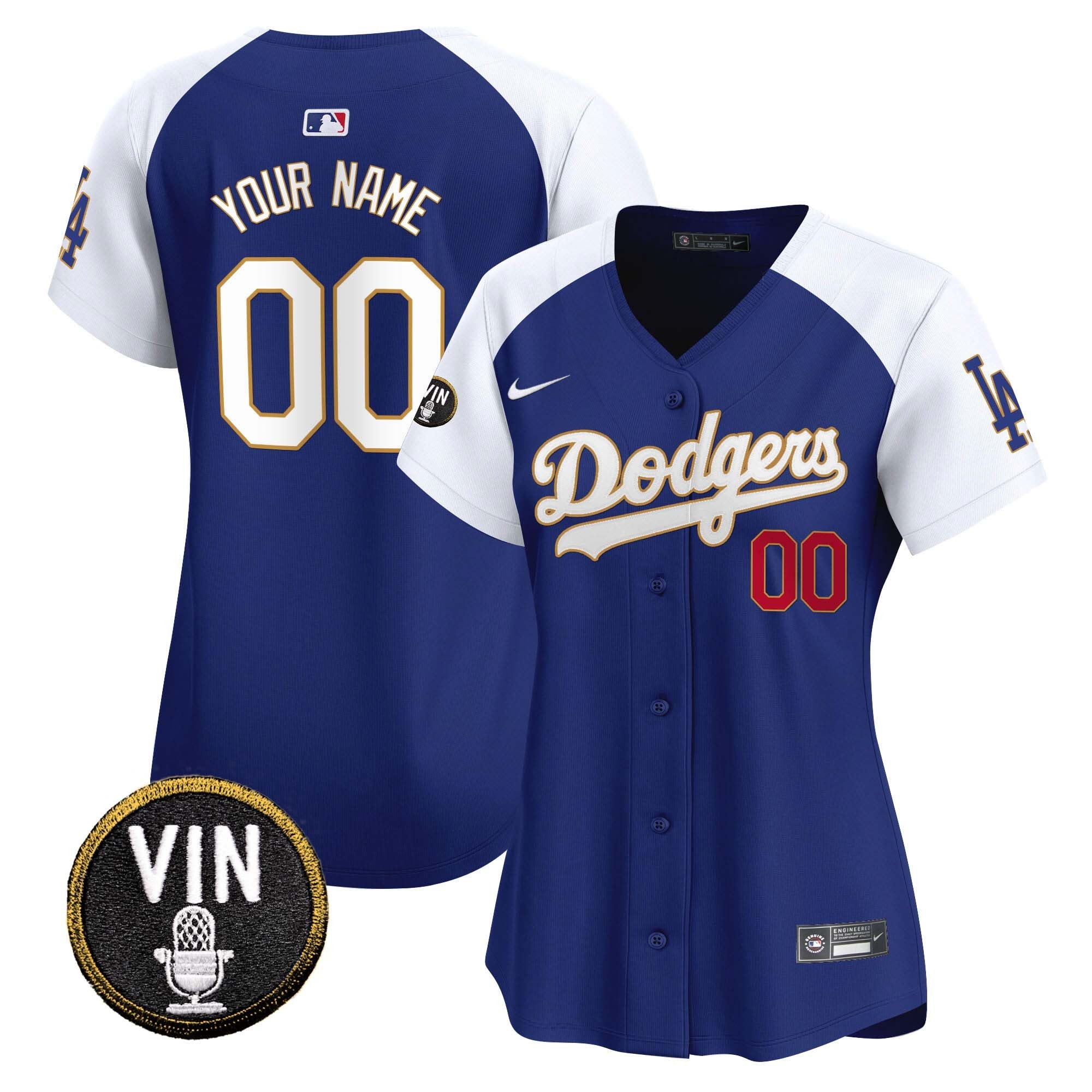 Vin Scully Patch Gold Trim Vapor Premier Limited Custom Jersey