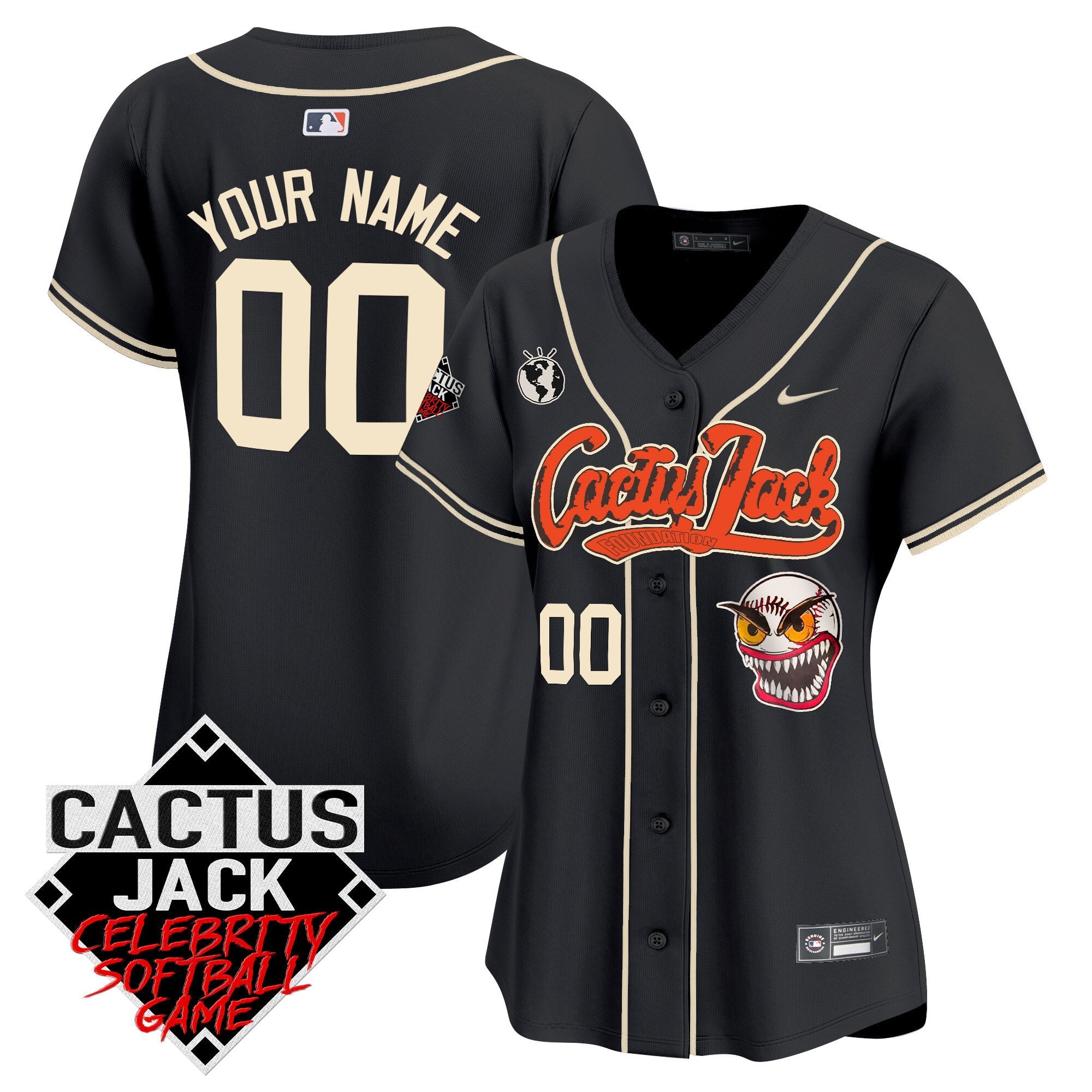 Cactus Jack Celebrity Softball Game Patch Vapor Premier Limited Custom Jersey – Stitched