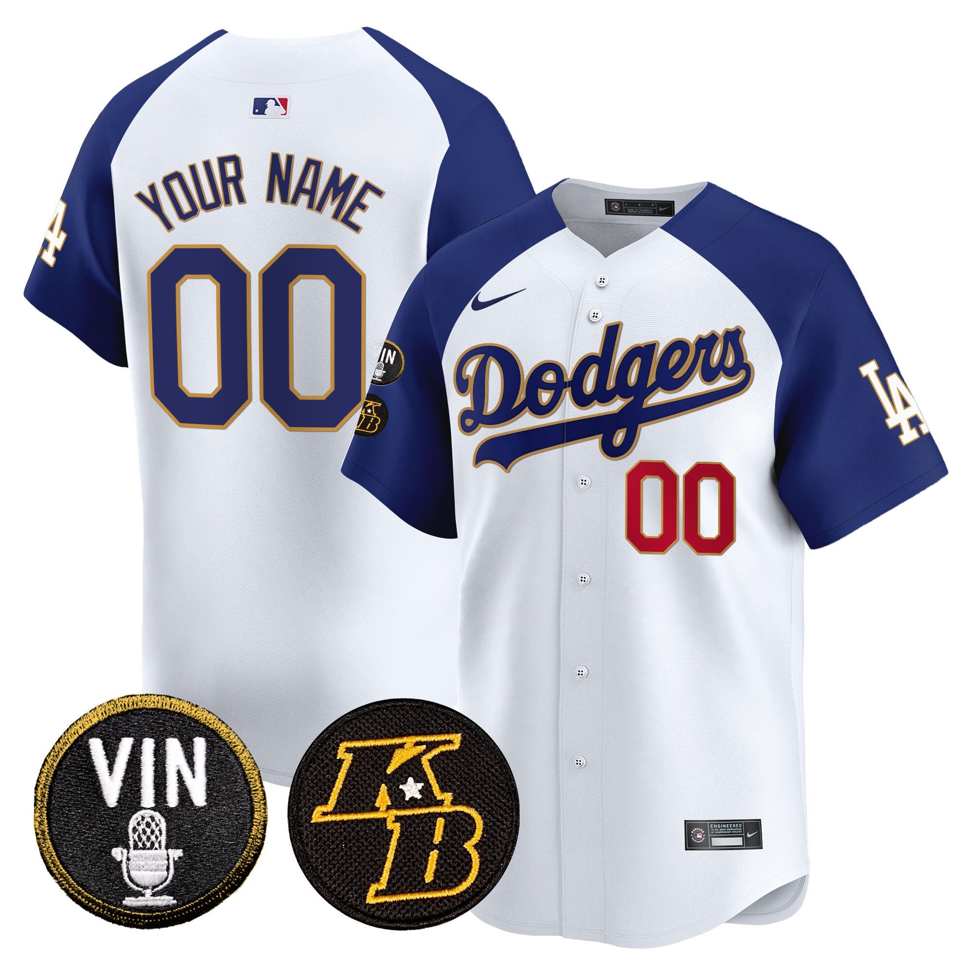 Vin & Kobe Patch Gold Trim Vapor Premier Limited Custom Jersey