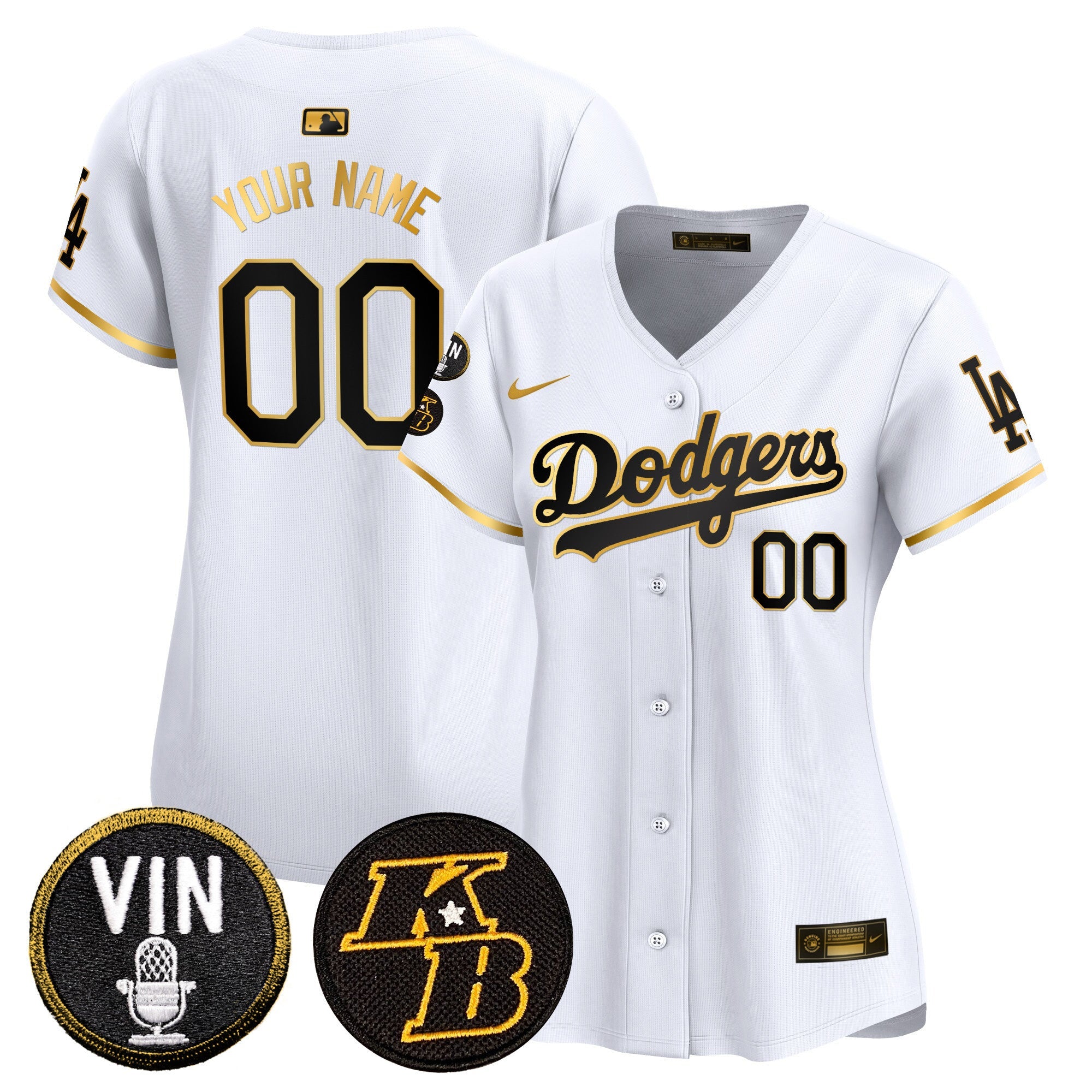 Vin & Kobe Patch Gold Trim Vapor Premier Limited Custom Jersey