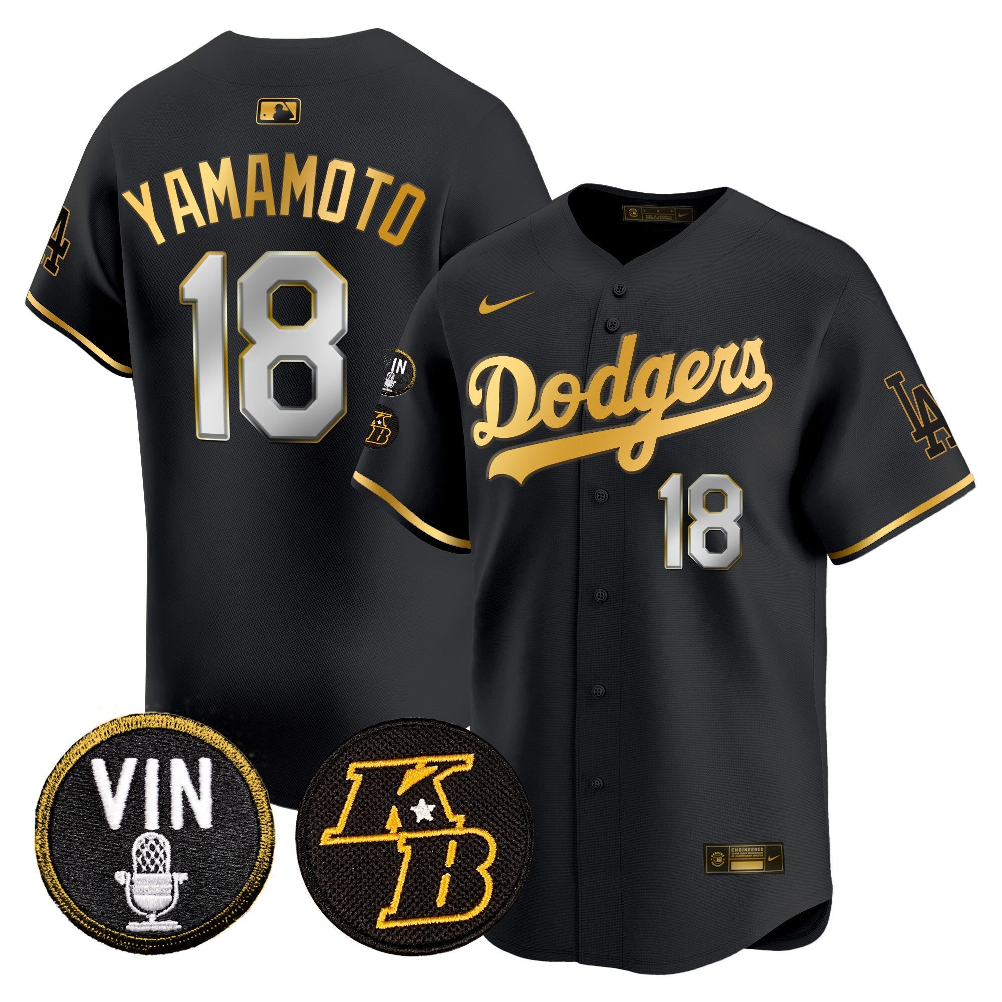 Men’s Vin & Kobe Patch Gold Trim Vapor Premier Limited Jersey