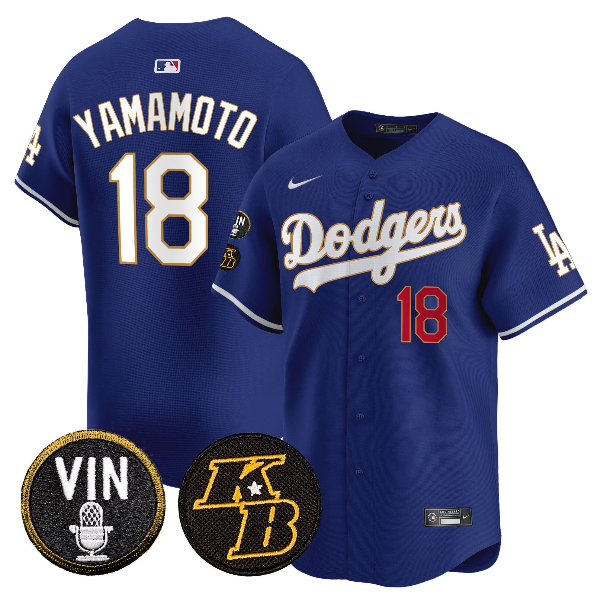 Men’s Vin & Kobe Patch Gold Trim Vapor Premier Limited Jersey
