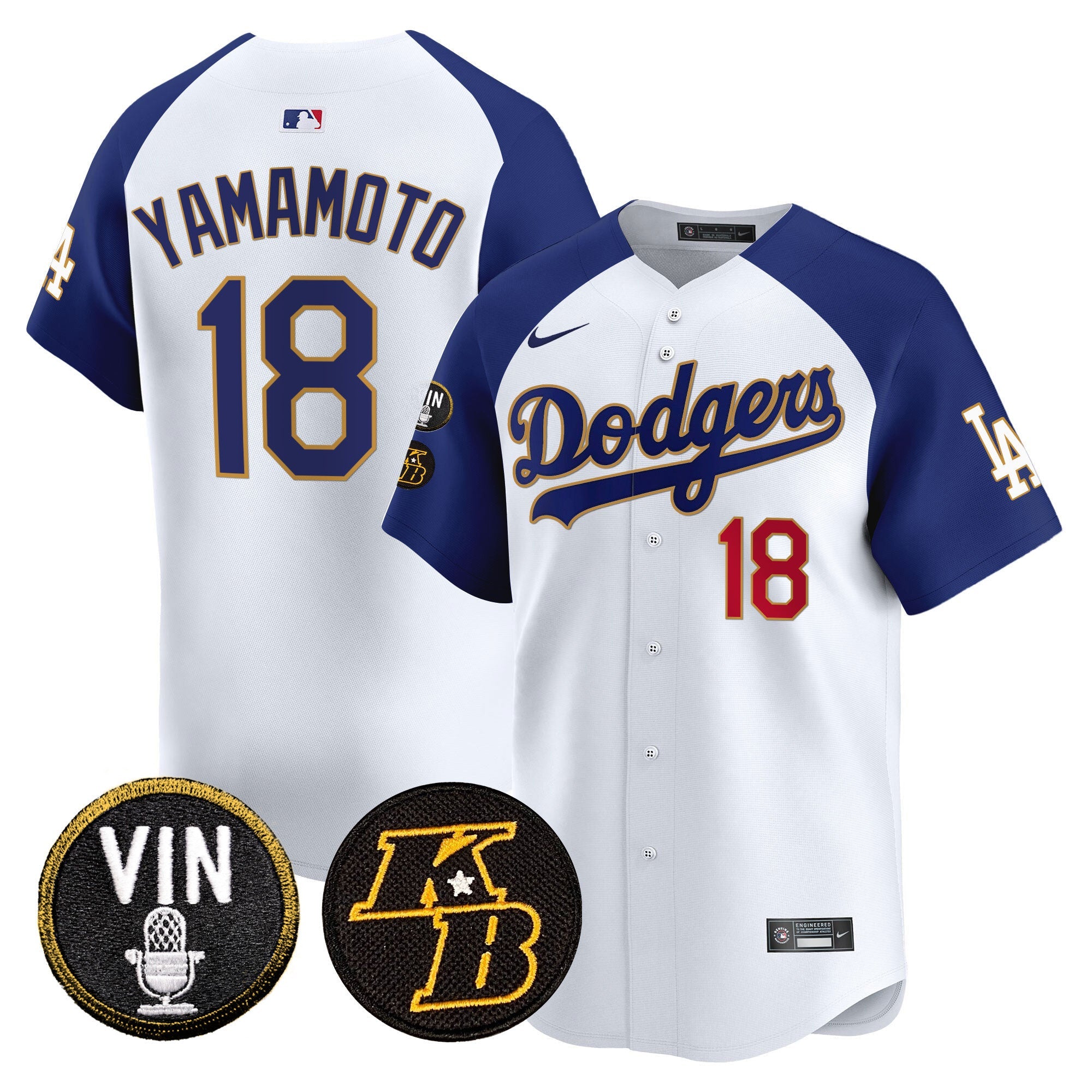 Men’s Vin & Kobe Patch Gold Trim Vapor Premier Limited Jersey