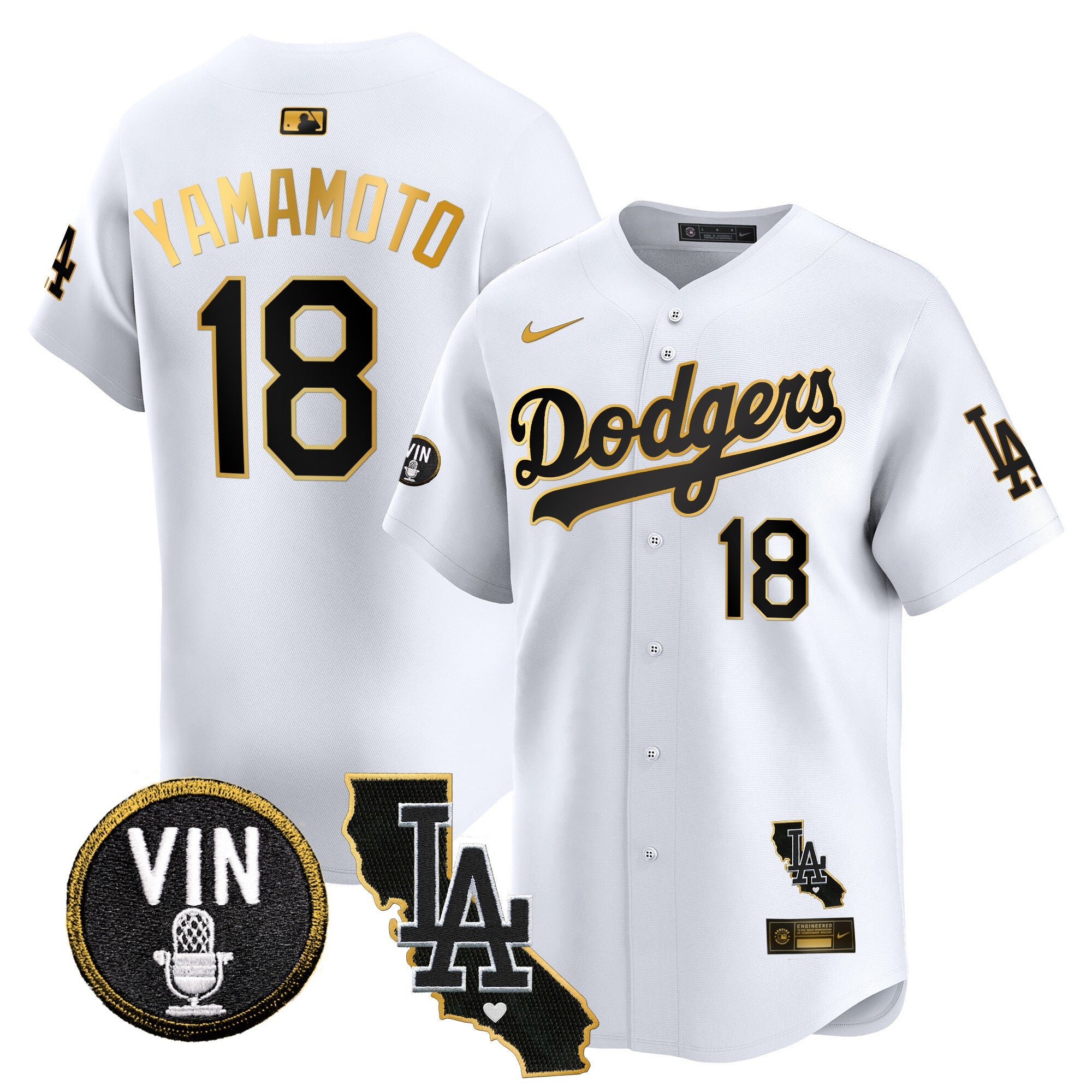 Men’s Vin & California Patch Gold Trim Vapor Premier Limited Jersey