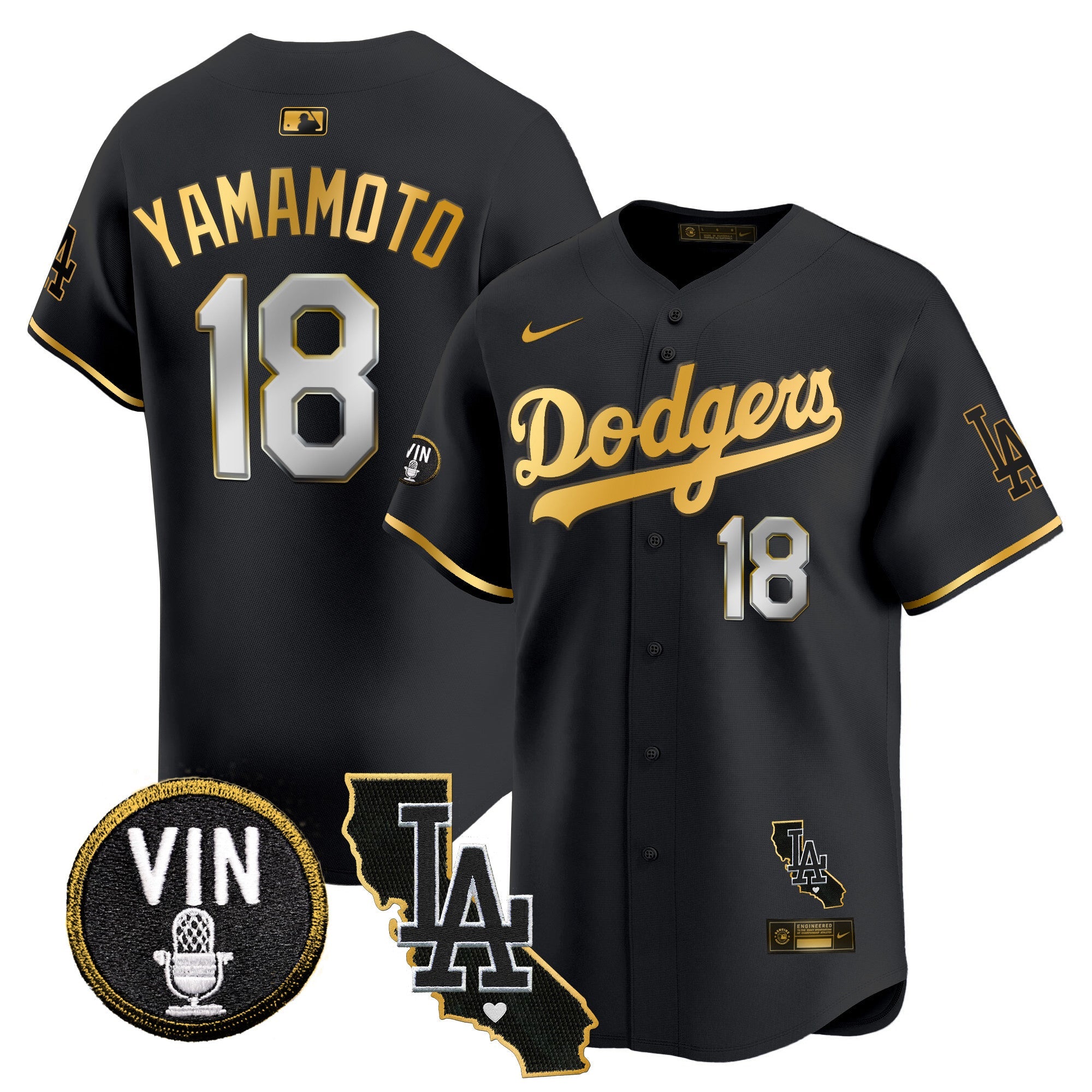 Men’s Vin & California Patch Gold Trim Vapor Premier Limited Jersey