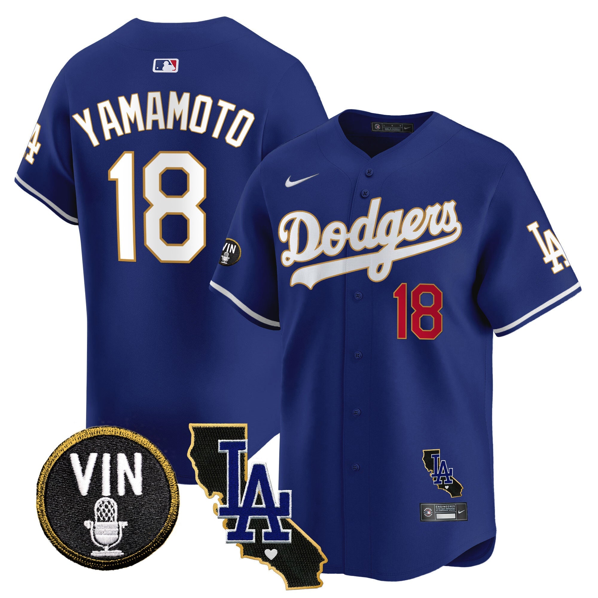 Men’s Vin & California Patch Gold Trim Vapor Premier Limited Jersey