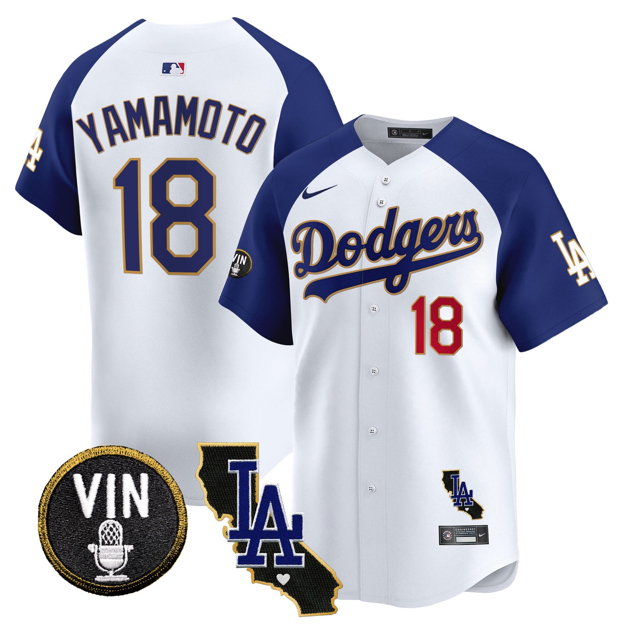 Men’s Vin & California Patch Gold Trim Vapor Premier Limited Jersey