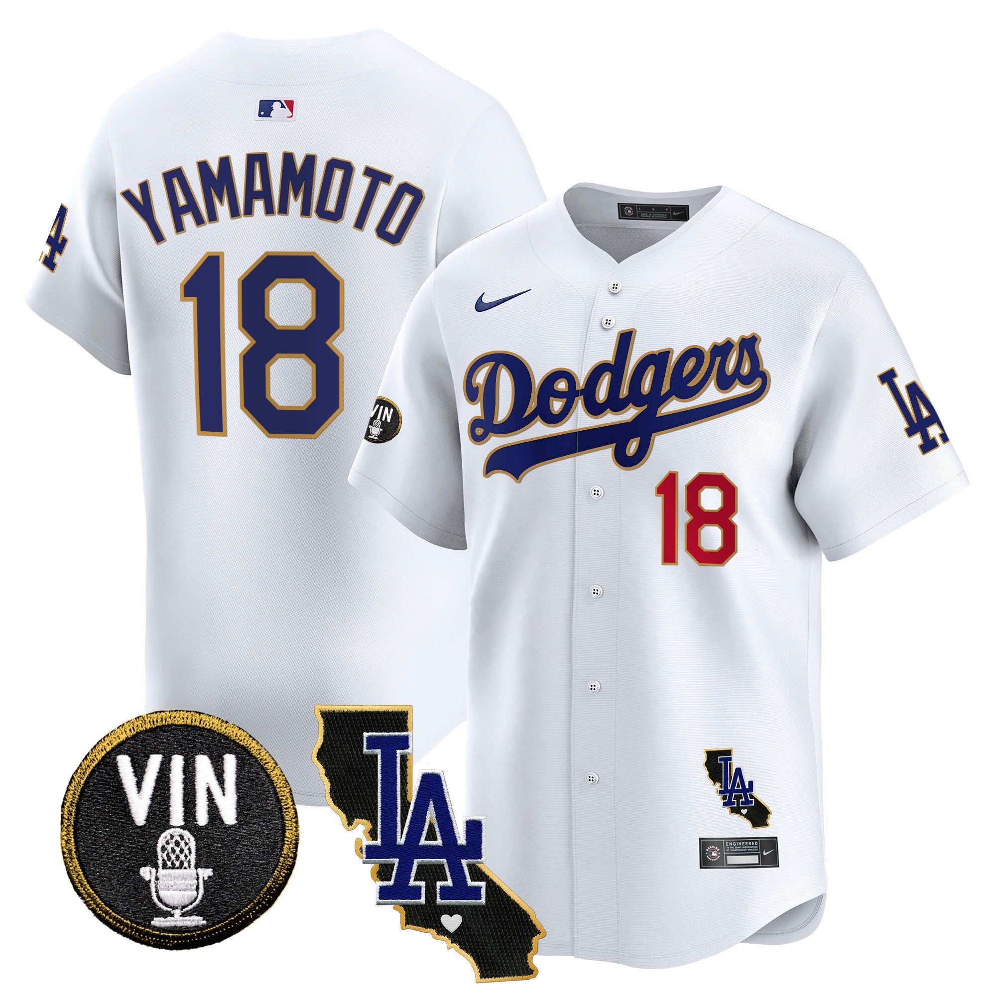 Men’s Vin & California Patch Gold Trim Vapor Premier Limited Jersey