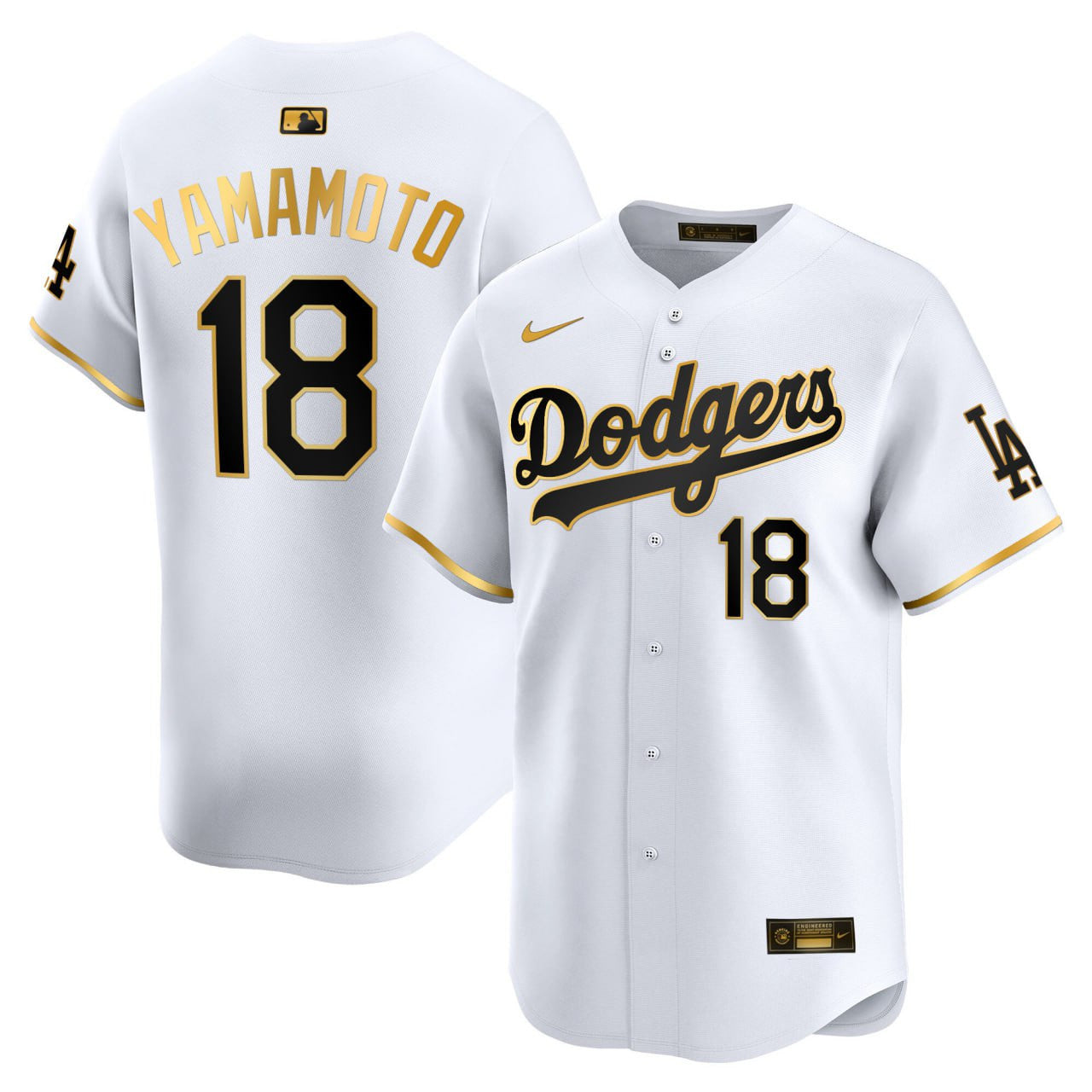 Yoshinobu Yamamoto Los Angeles White Gold Jersey
