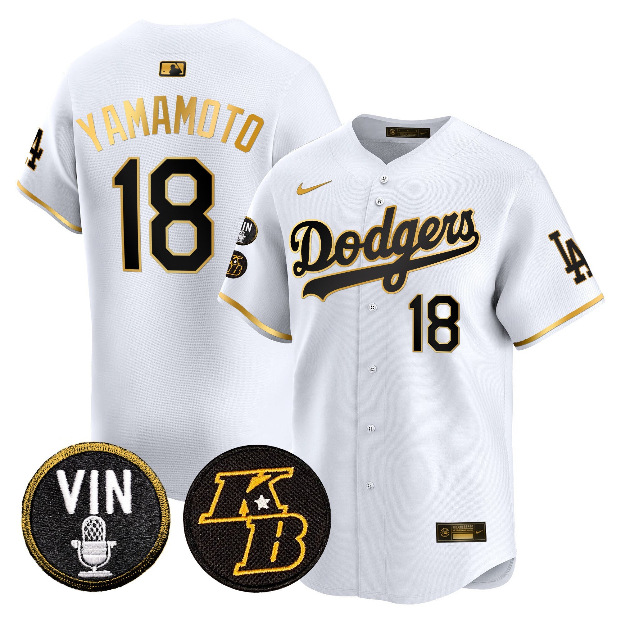 Men’s Vin & Kobe Patch Gold Trim Vapor Premier Limited Jersey