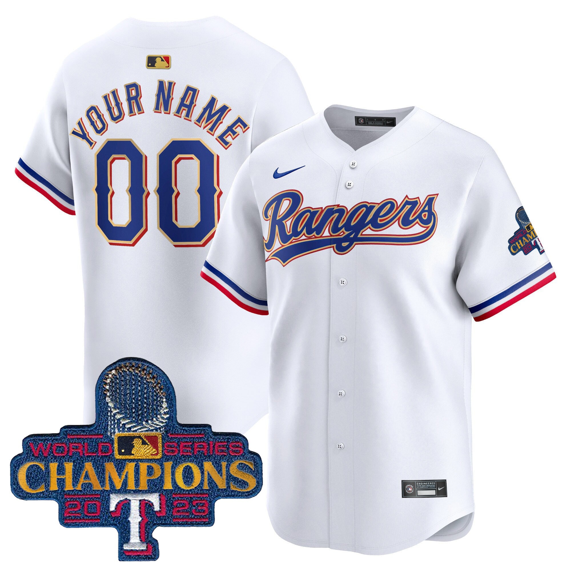 Texas 2023 World Series Champions Gold Trim Vapor Premier Limited Custom Jersey
