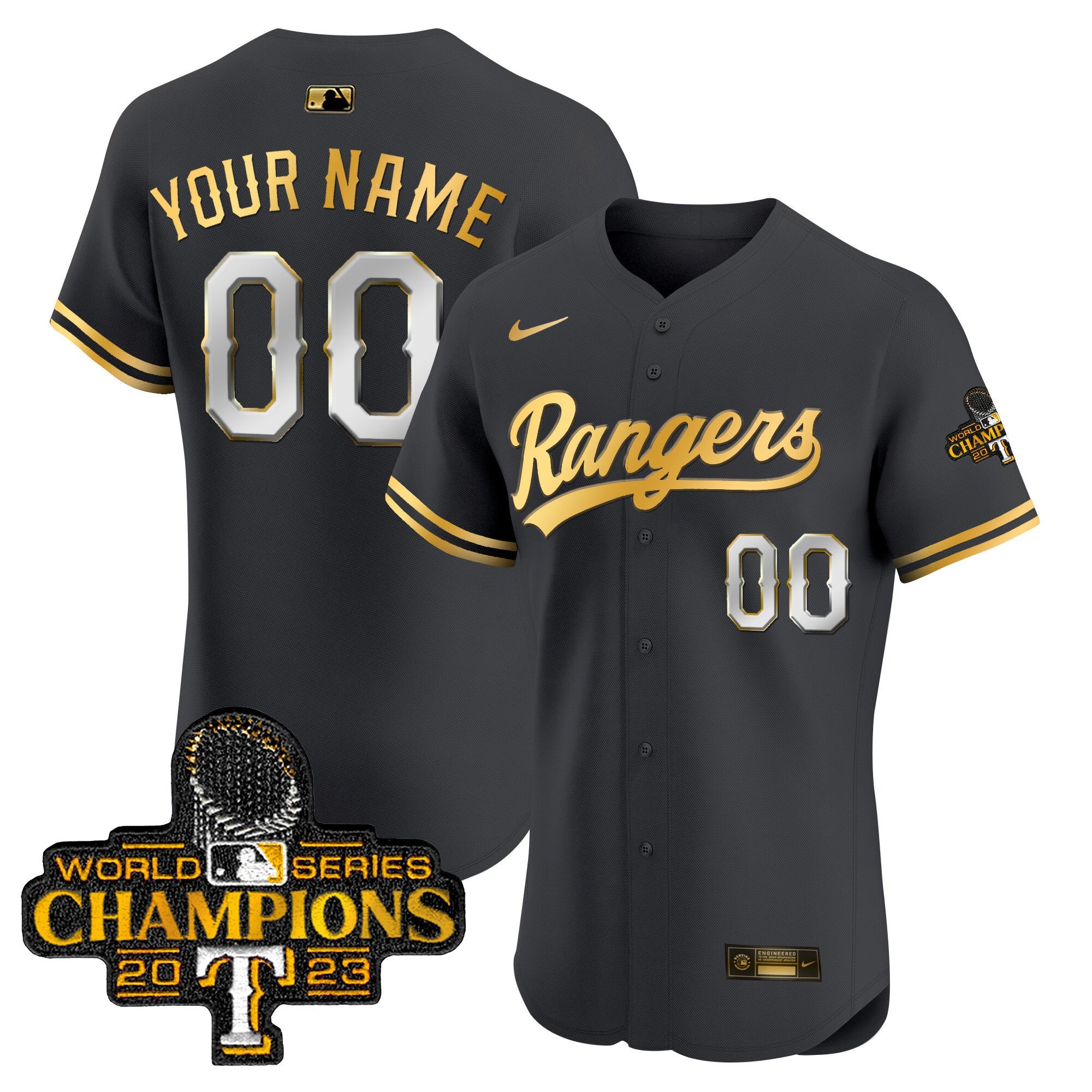 Texas 2023 World Series Champions Gold Trim Vapor Premier Elite Custom Jersey