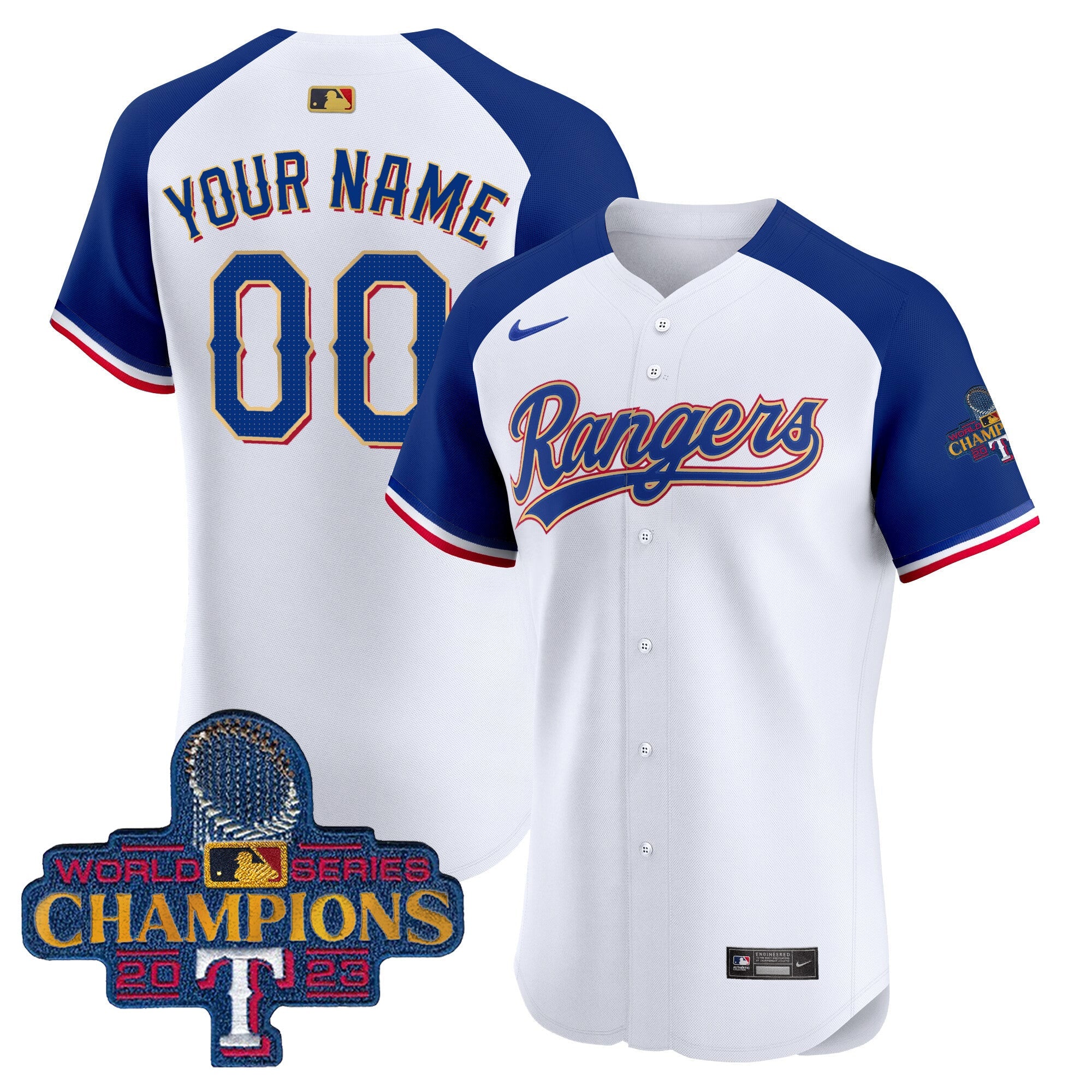 Texas 2023 World Series Champions Gold Trim Vapor Premier Elite Custom Jersey
