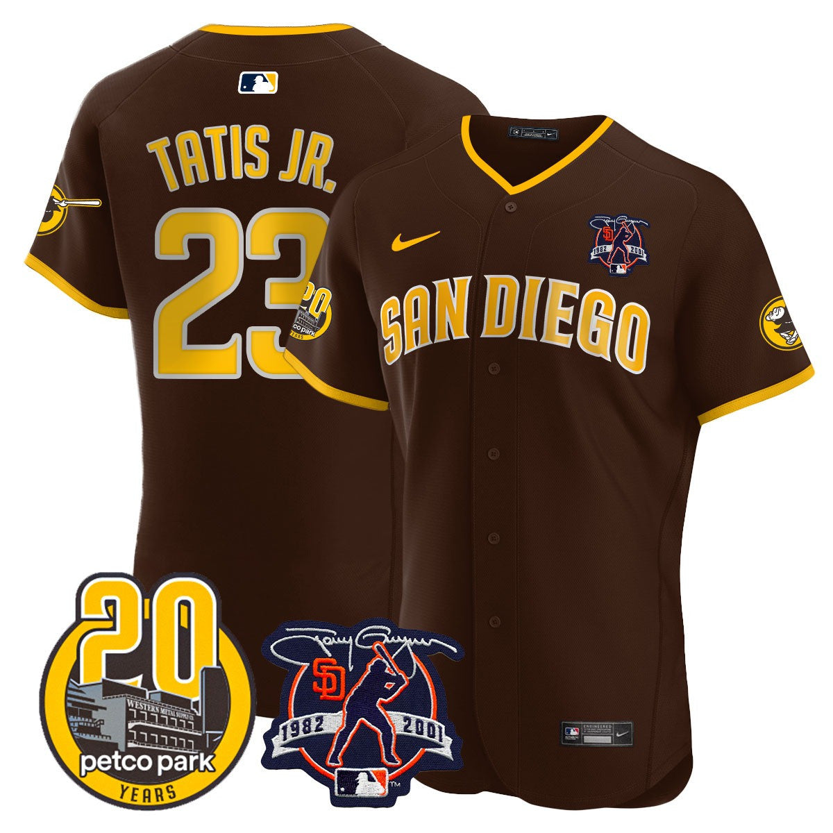 Men’s Tony Gwynn & Petco Park 20th Patch Vapor Premier Elite Jersey