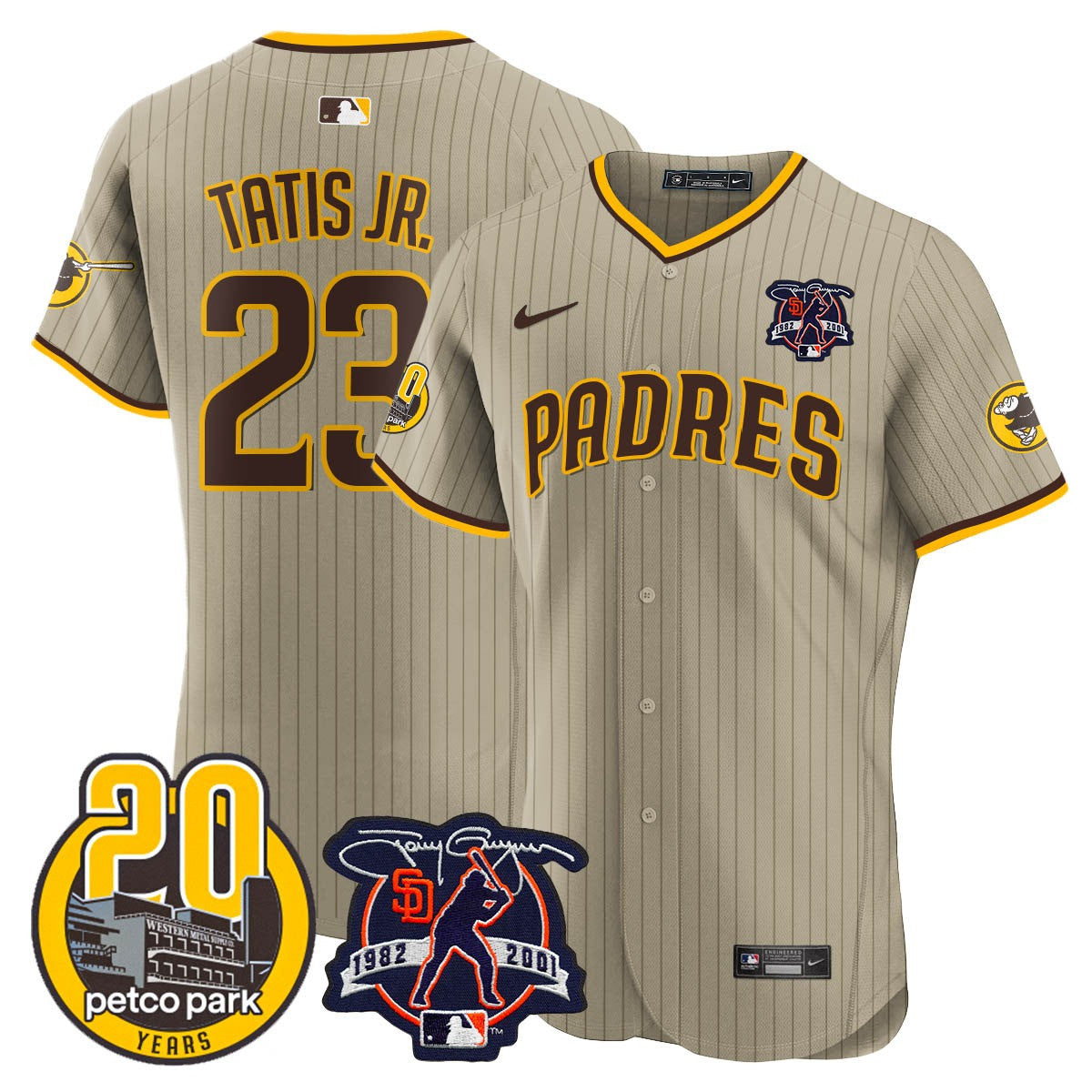 Men’s Tony Gwynn & Petco Park 20th Patch Vapor Premier Elite Jersey