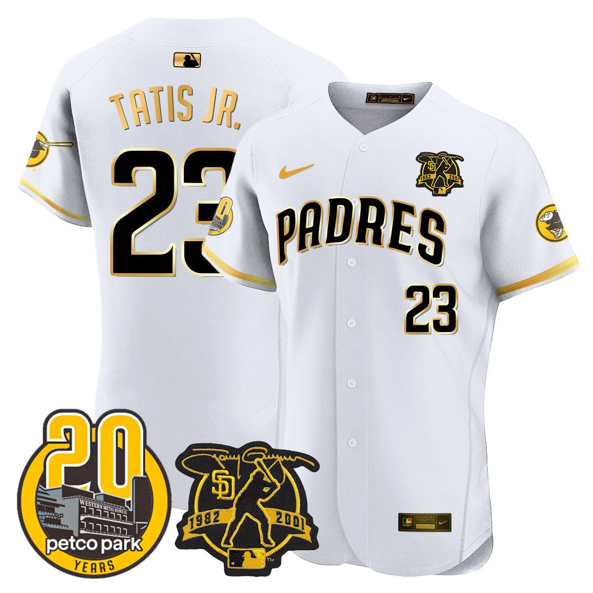 Men’s Tony Gwynn & Petco Park 20th Patch Vapor Premier Elite Jersey