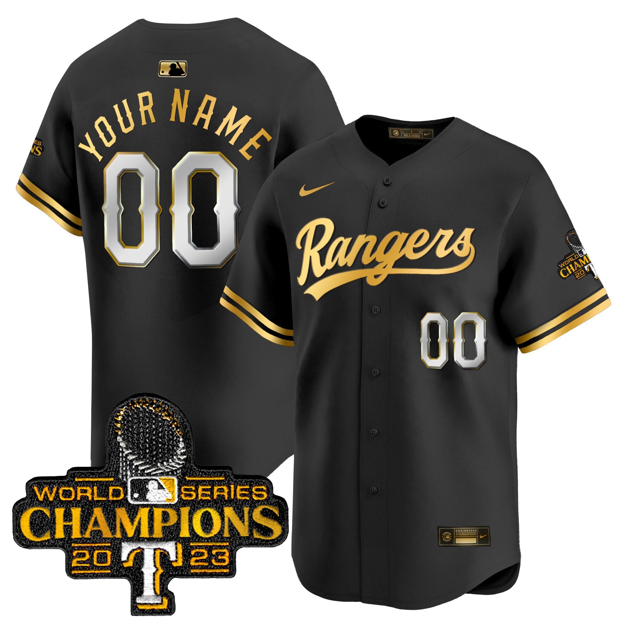 Texas 2023 World Series Champions Gold Trim Vapor Premier Limited Custom Jersey