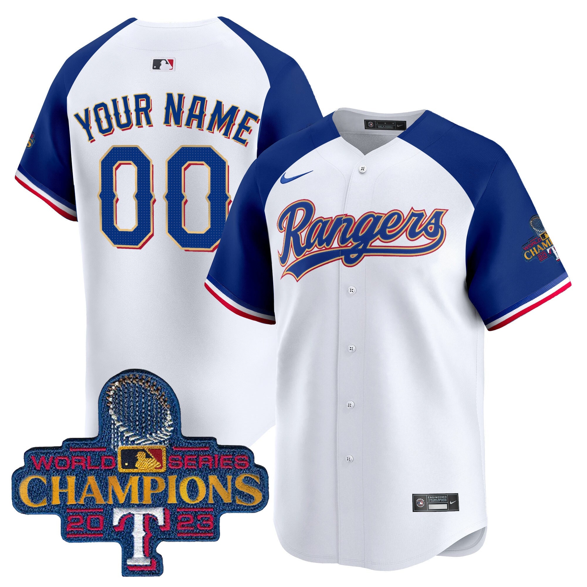 Texas 2023 World Series Champions Gold Trim Vapor Premier Limited Custom Jersey