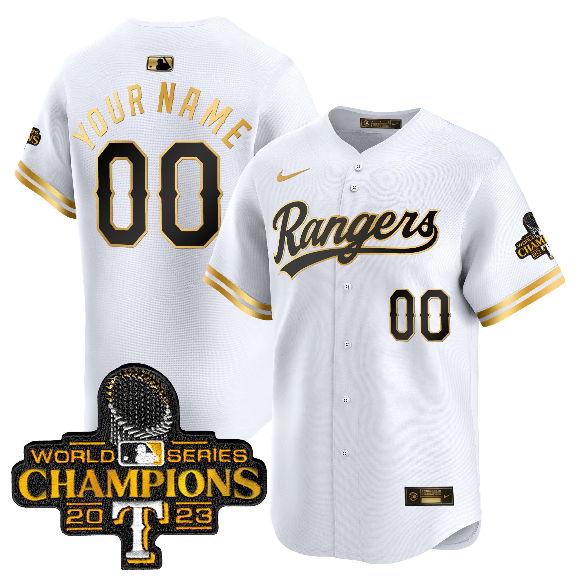 Texas 2023 World Series Champions Gold Trim Vapor Premier Limited Custom Jersey