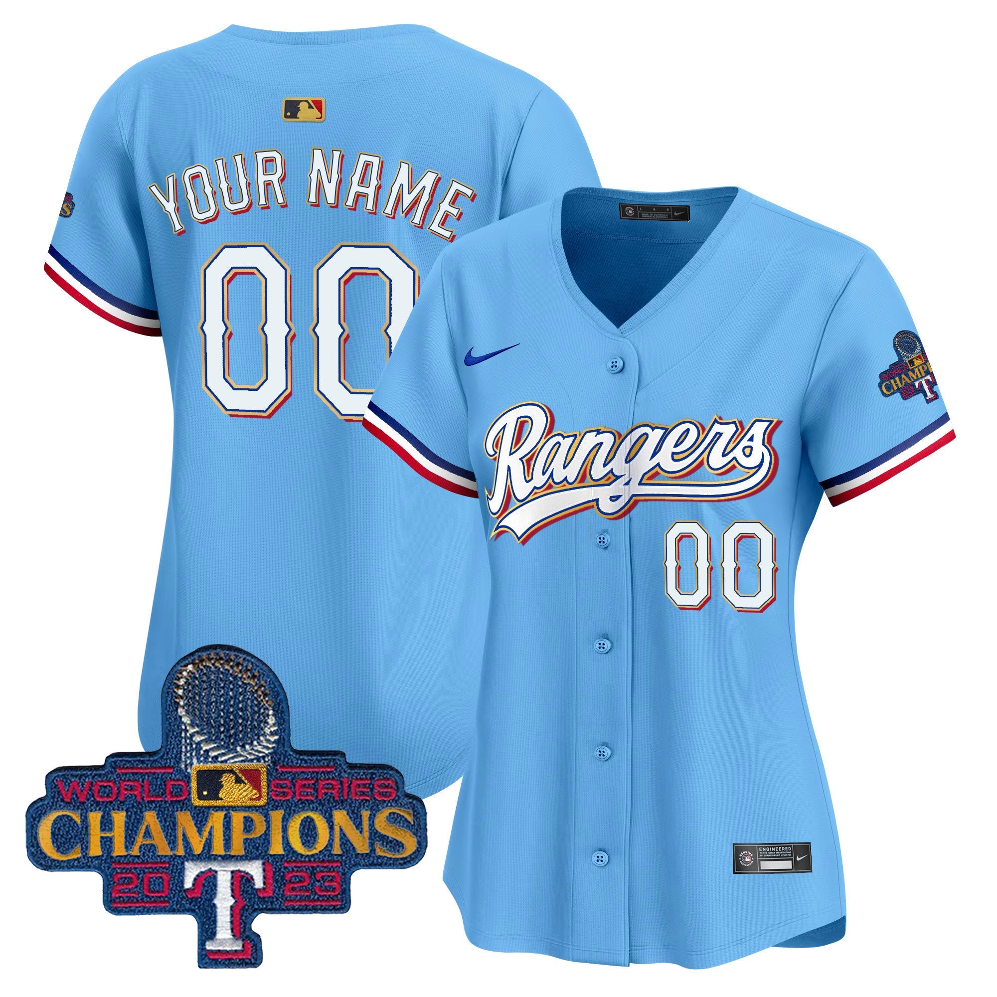 Texas 2023 World Series Champions Gold Trim Vapor Premier Limited Custom Jersey