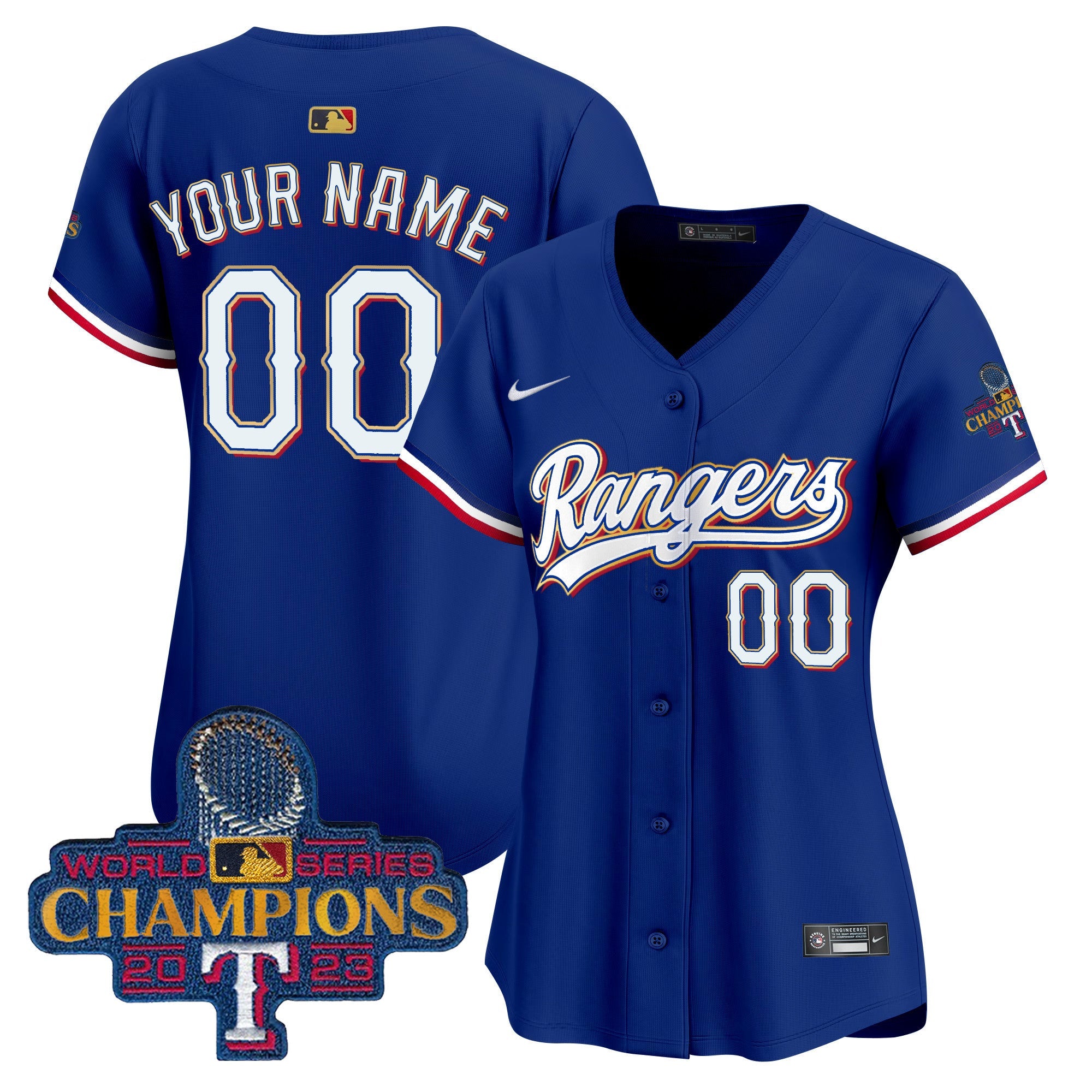 Texas 2023 World Series Champions Gold Trim Vapor Premier Limited Custom Jersey