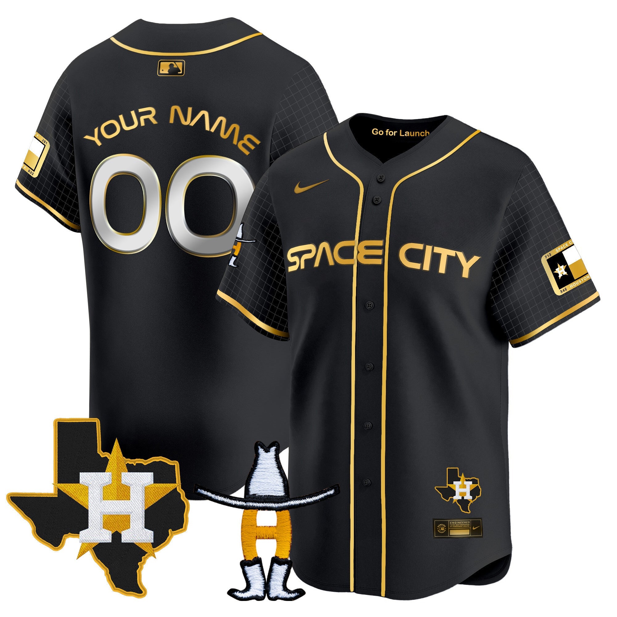Houston Space City Texas Patch Vapor Premier Limited Custom Jersey