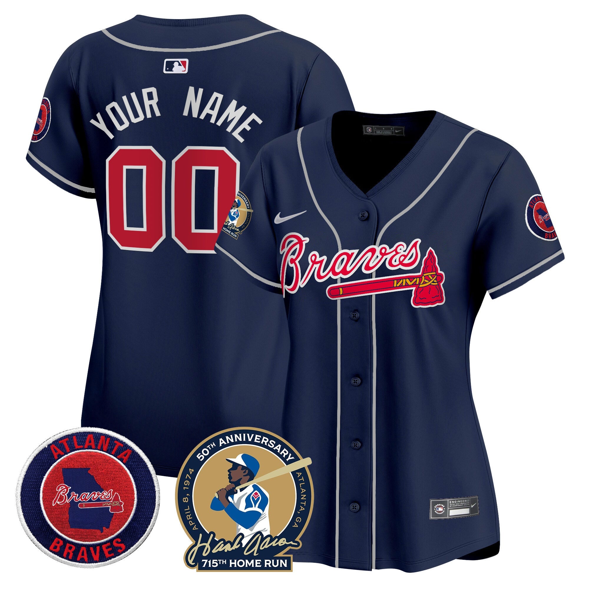 Atlanta Hank Aaron 715th Home Run Patch Vapor Premier Limited Custom Jersey
