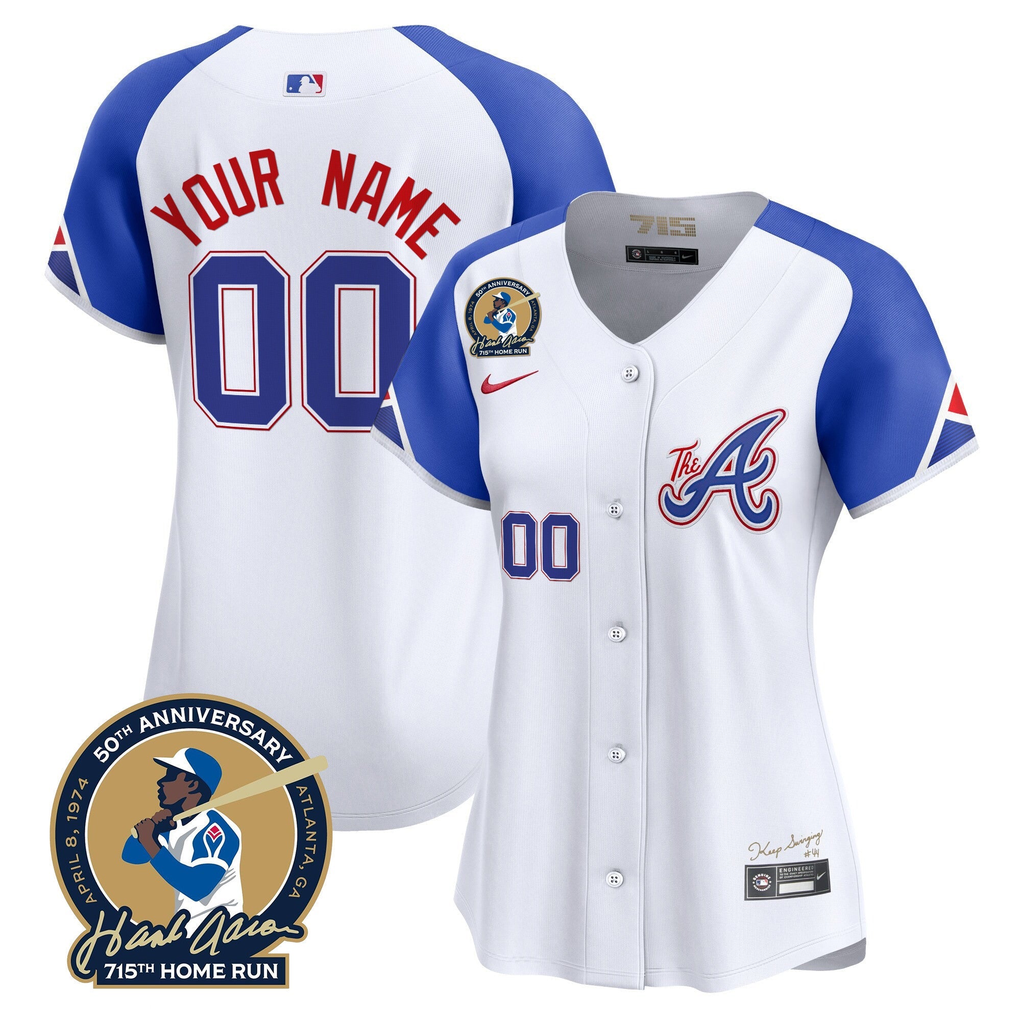 Atlanta Hank Aaron 715th Home Run Patch Vapor Premier Limited Custom Jersey V2