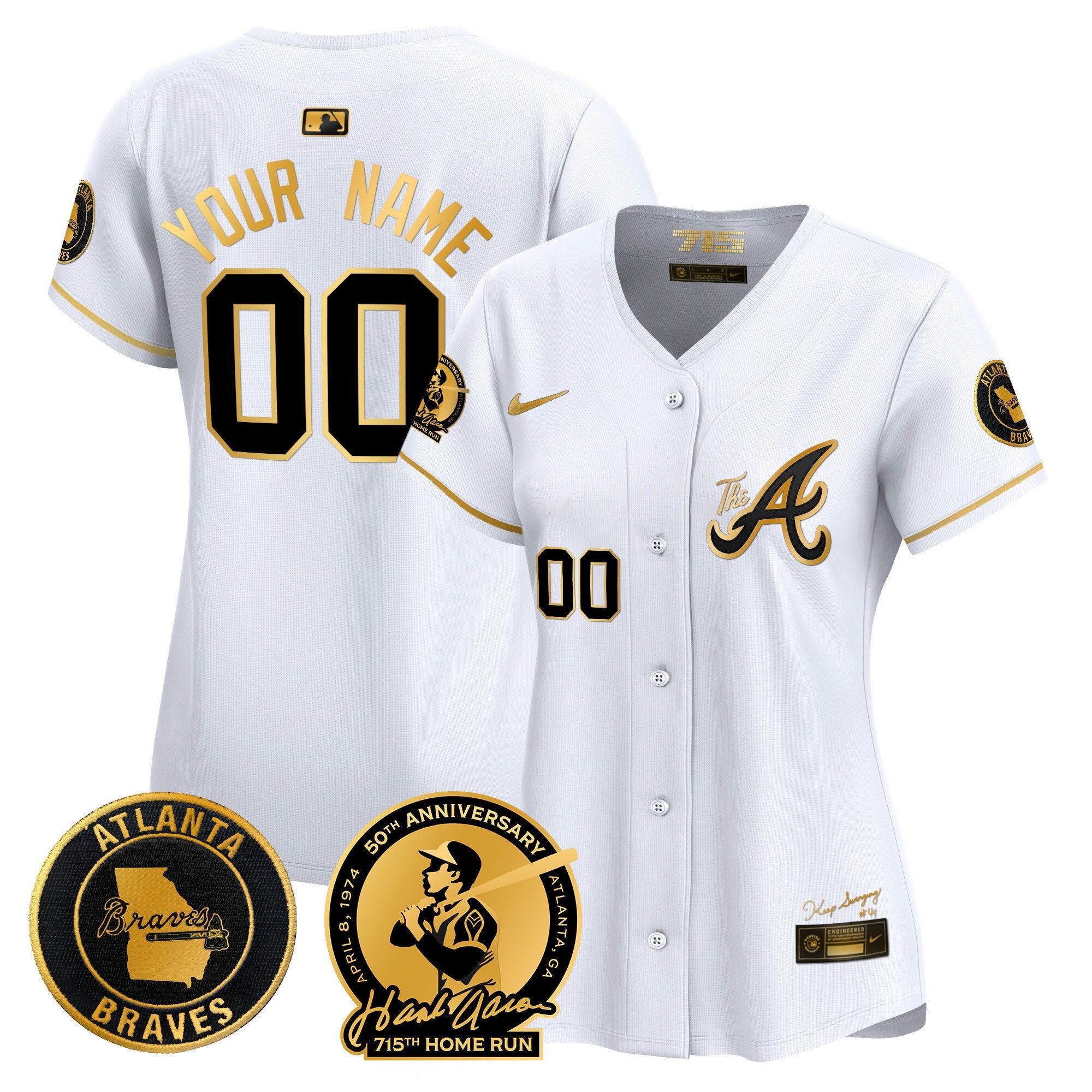 Atlanta Hank Aaron 715th Home Run Patch Vapor Premier Limited Custom Jersey V2