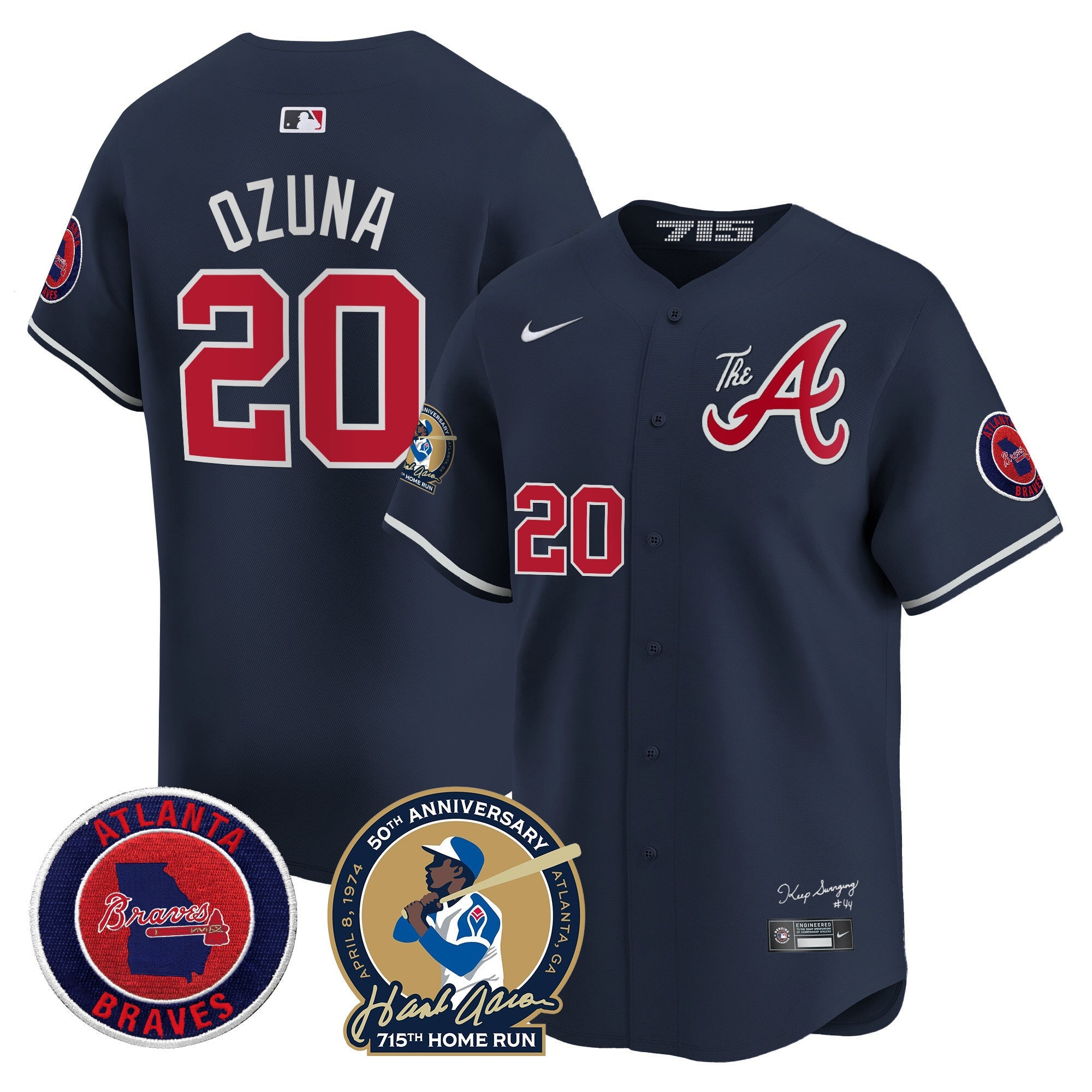 Men’s Atlanta Hank Aaron 715th Home Run Patch Vapor Premier Limited Jersey V2