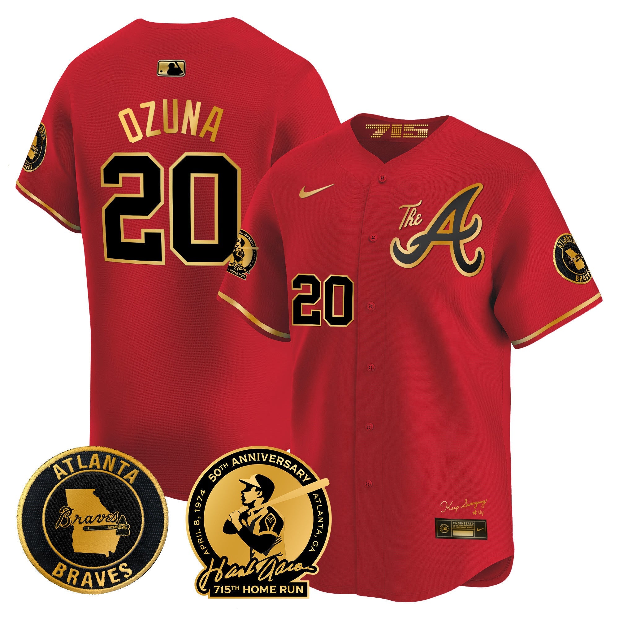 Men’s Atlanta Hank Aaron 715th Home Run Patch Vapor Premier Limited Jersey V2