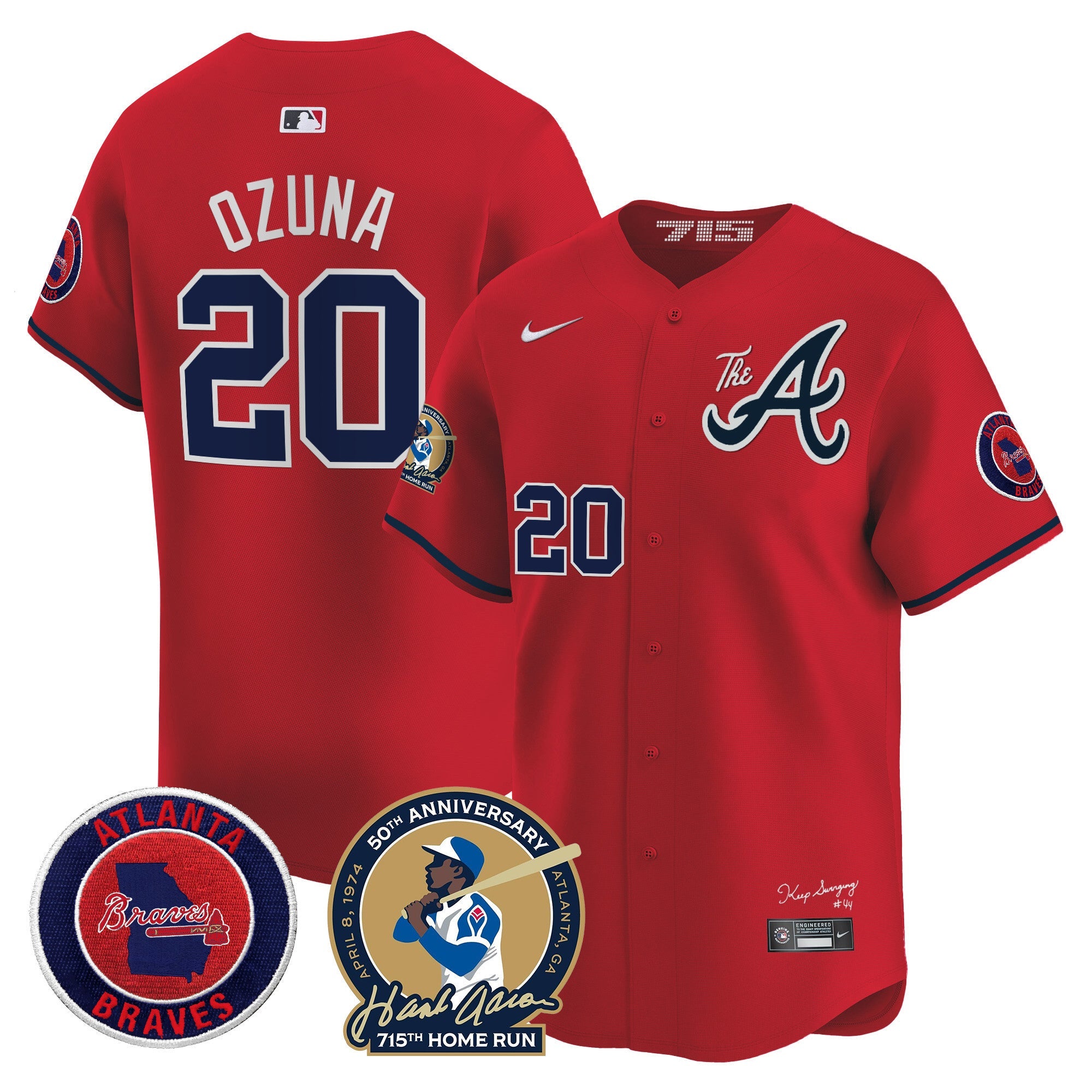 Men’s Atlanta Hank Aaron 715th Home Run Patch Vapor Premier Limited Jersey V2
