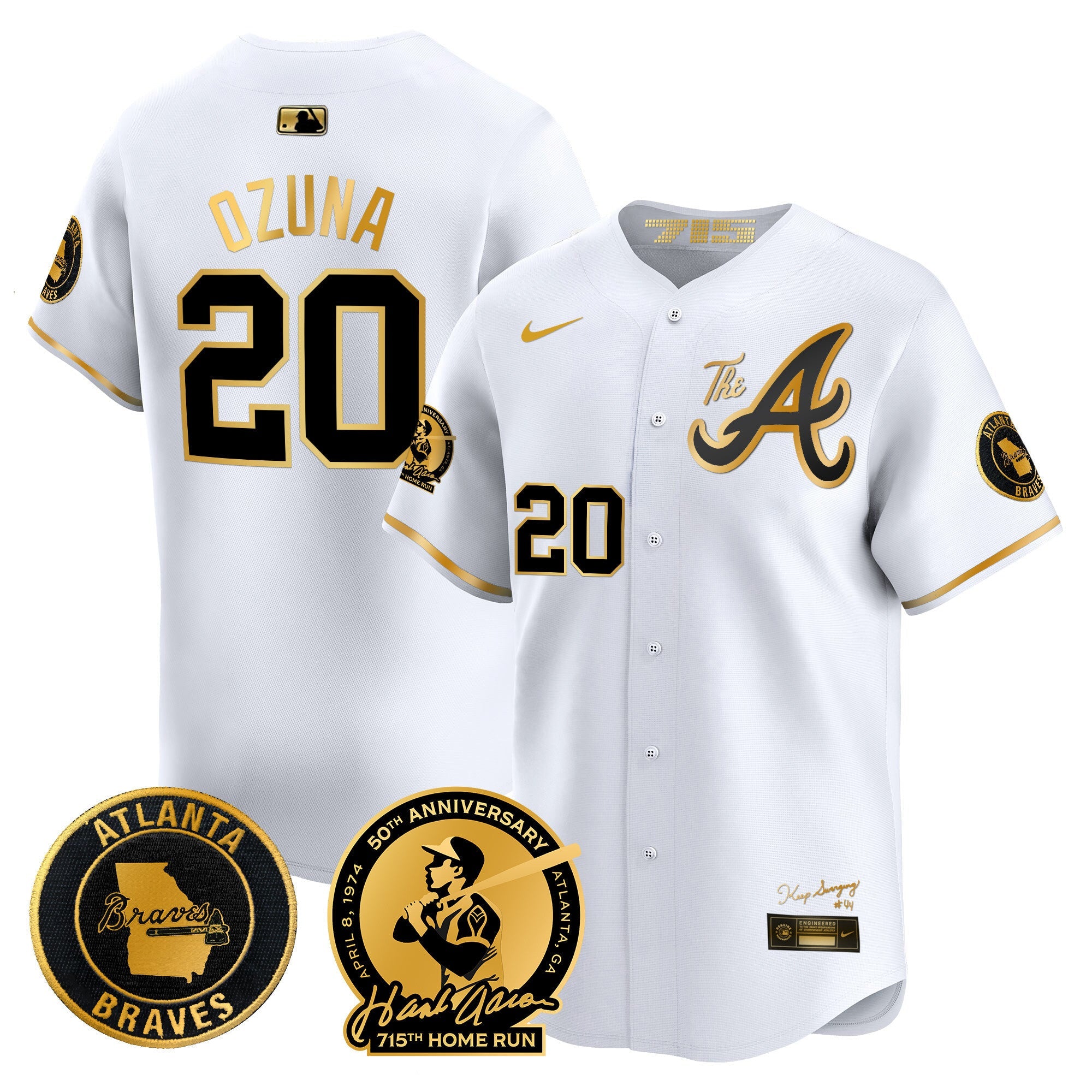 Men’s Atlanta Hank Aaron 715th Home Run Patch Vapor Premier Limited Jersey V2