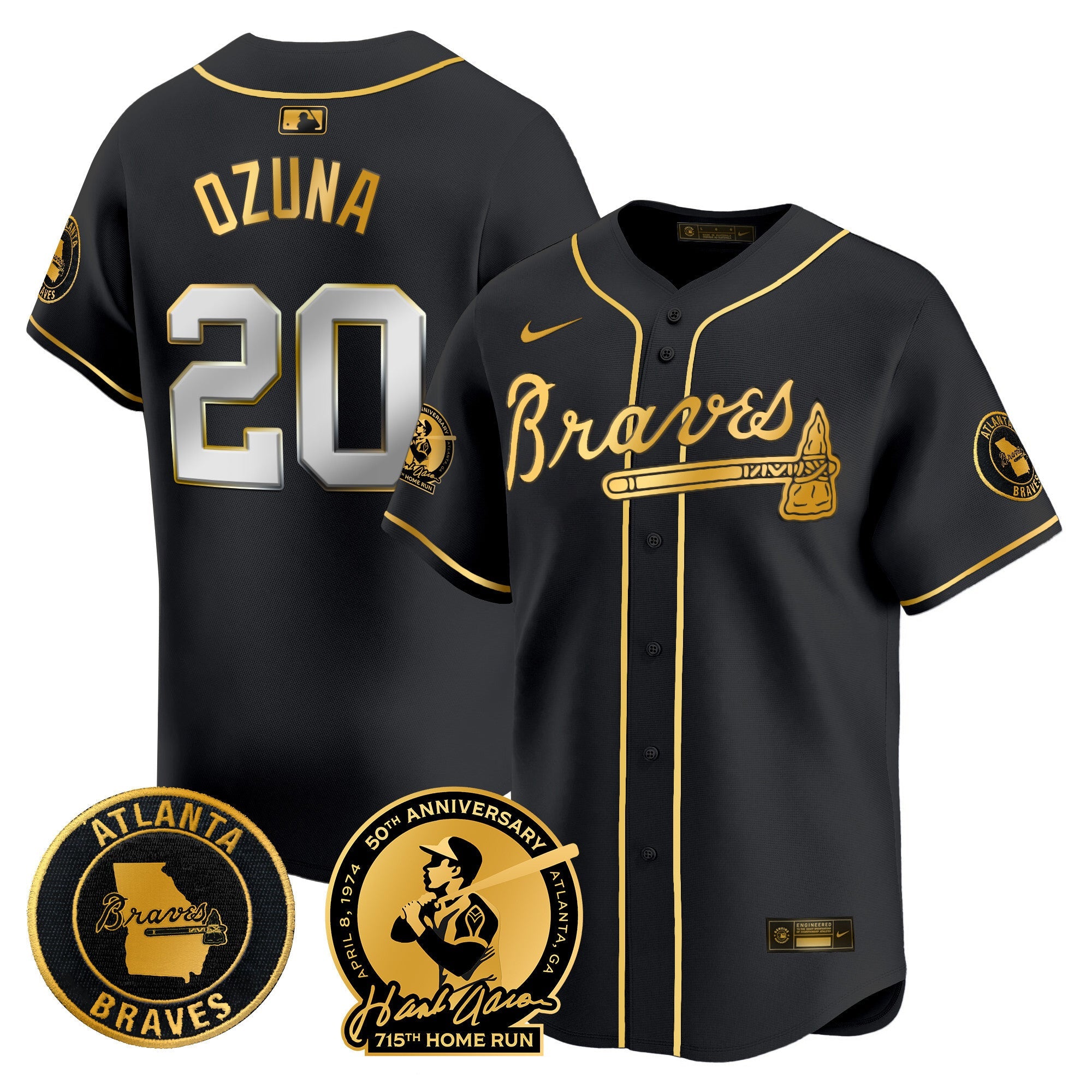 Men’s Atlanta Hank Aaron 715th Home Run Patch Vapor Premier Limited Jersey