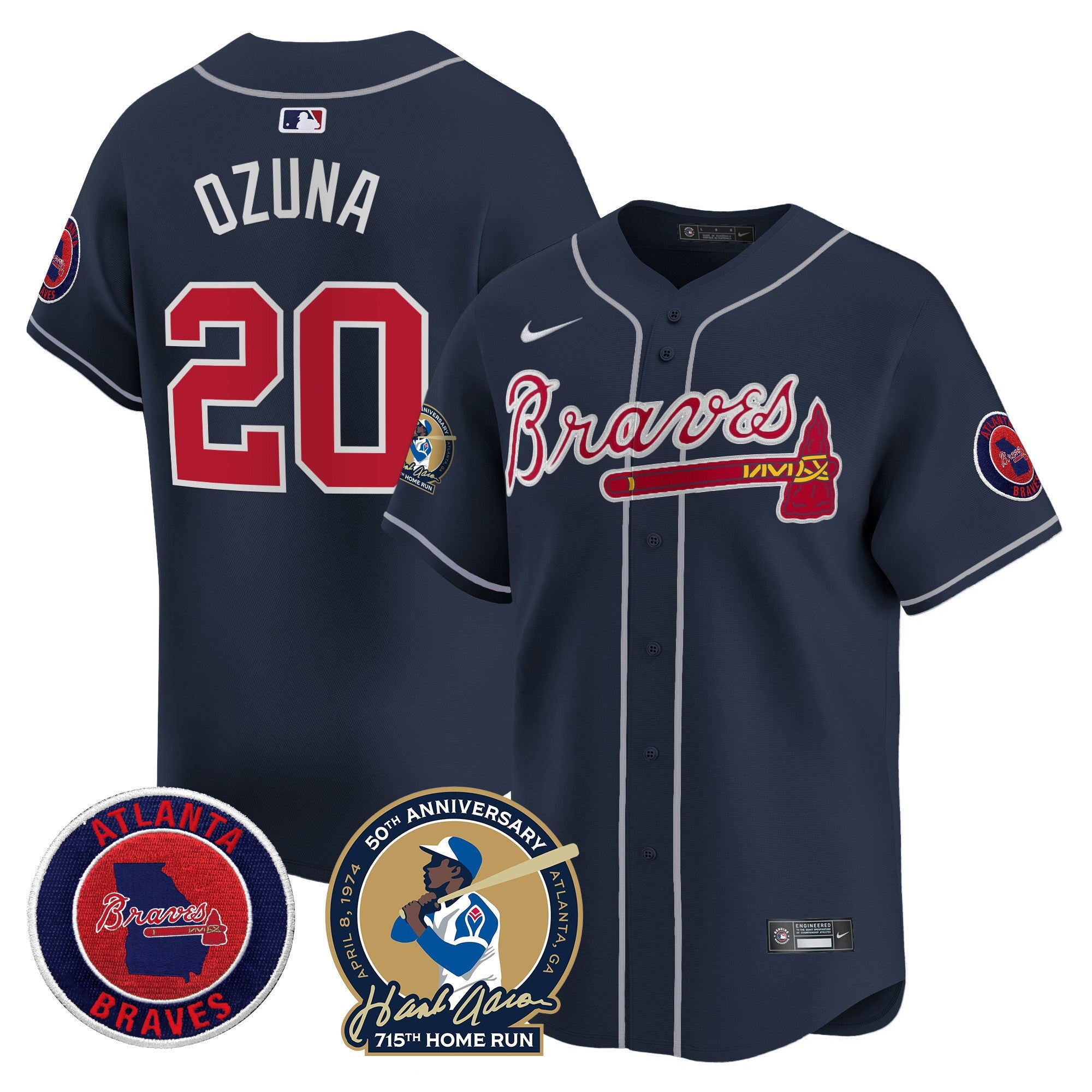 Men’s Atlanta Hank Aaron 715th Home Run Patch Vapor Premier Limited Jersey