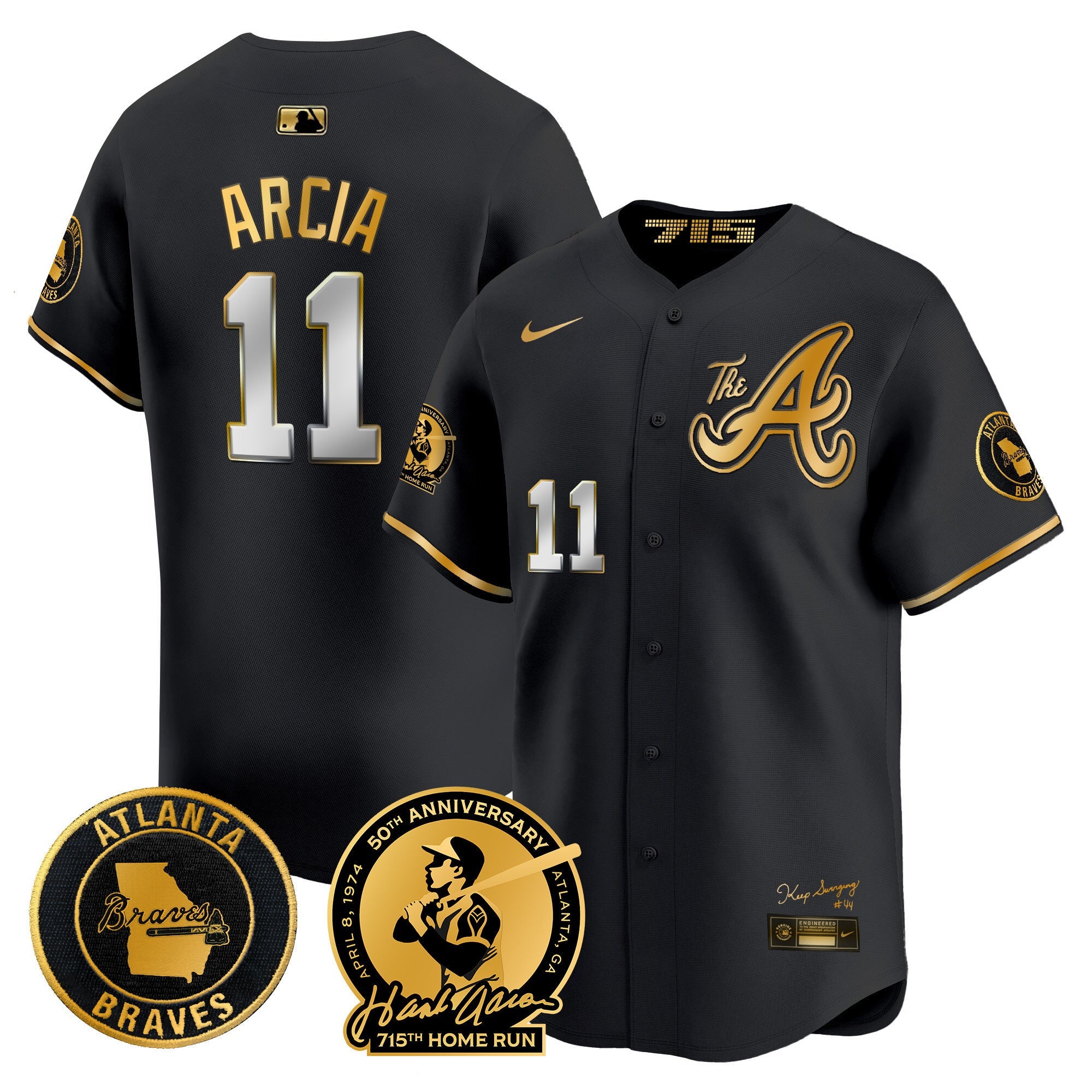 Men’s Atlanta Hank Aaron 715th Home Run Patch Vapor Premier Limited Jersey V2