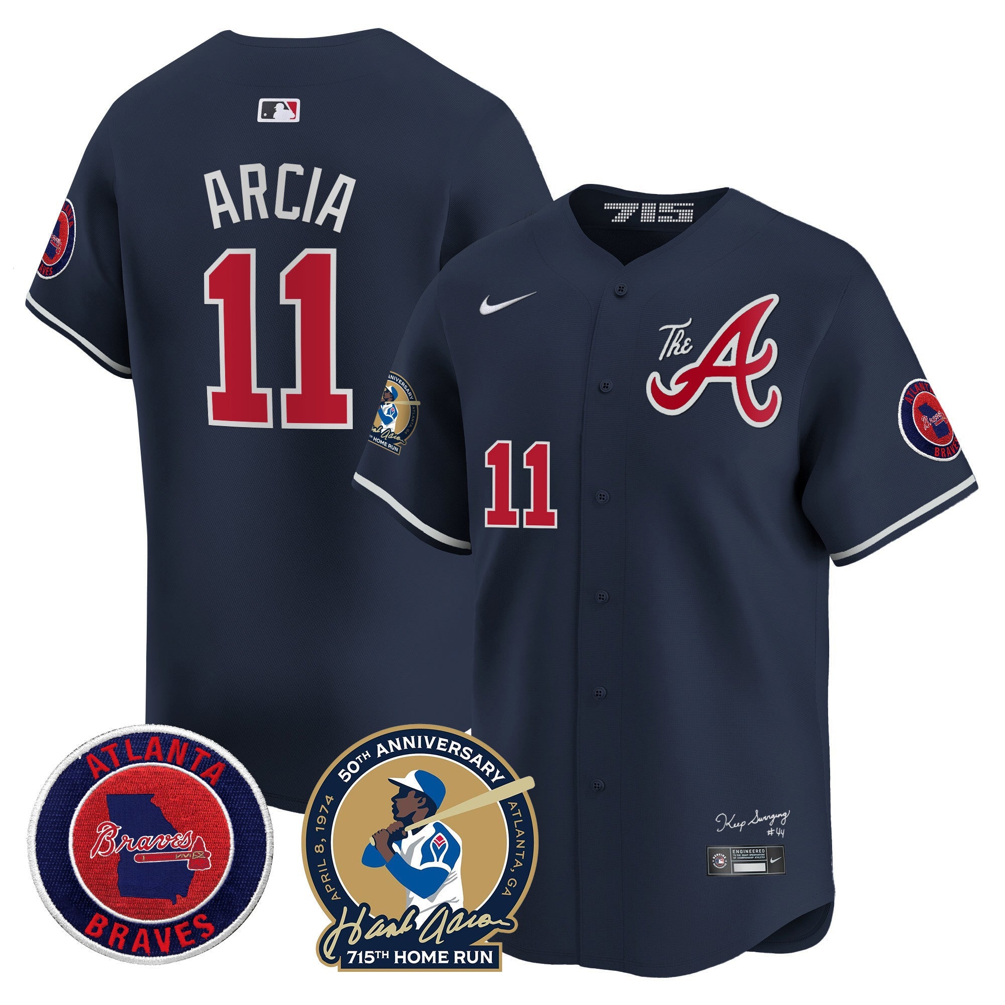 Men’s Atlanta Hank Aaron 715th Home Run Patch Vapor Premier Limited Jersey V2
