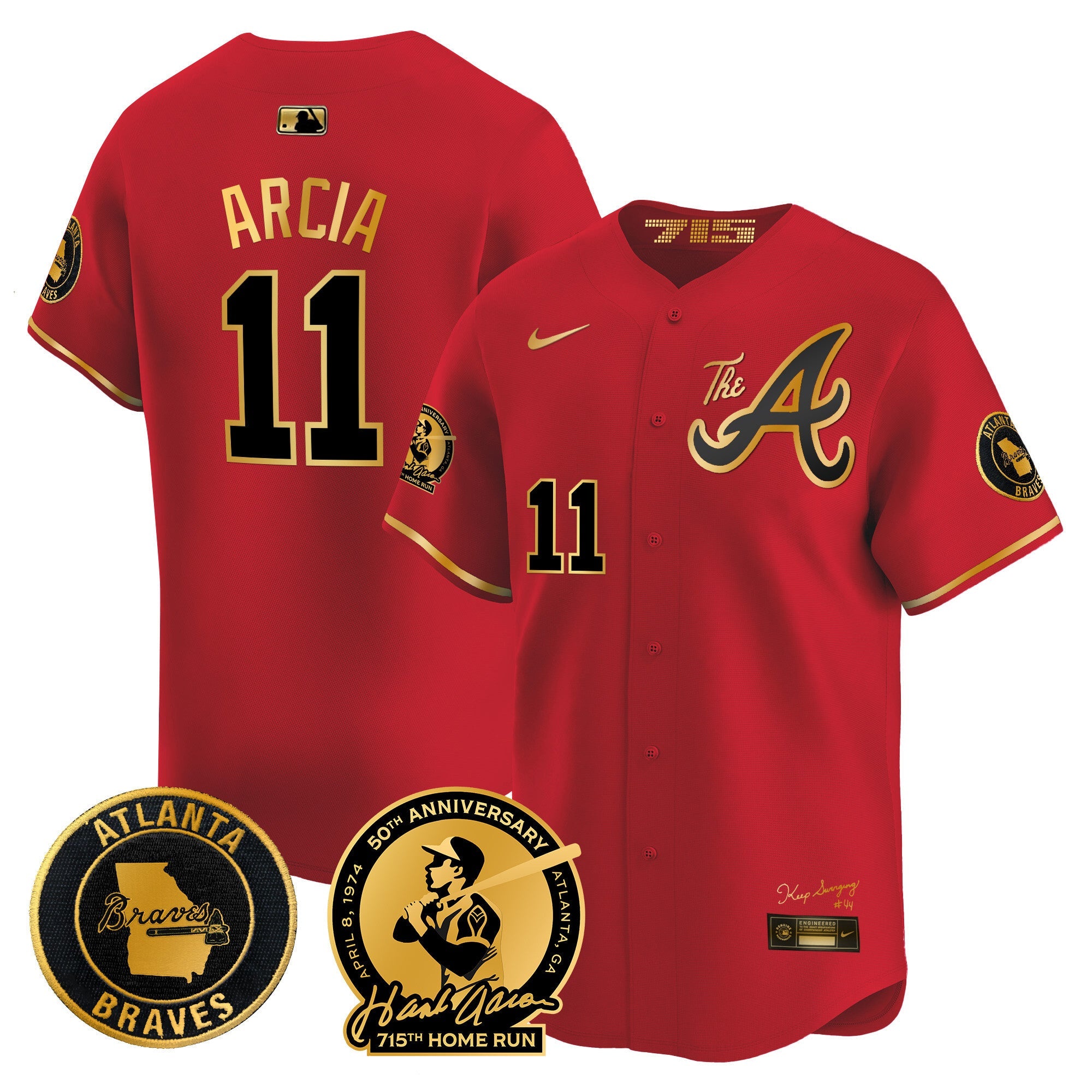 Men’s Atlanta Hank Aaron 715th Home Run Patch Vapor Premier Limited Jersey V2