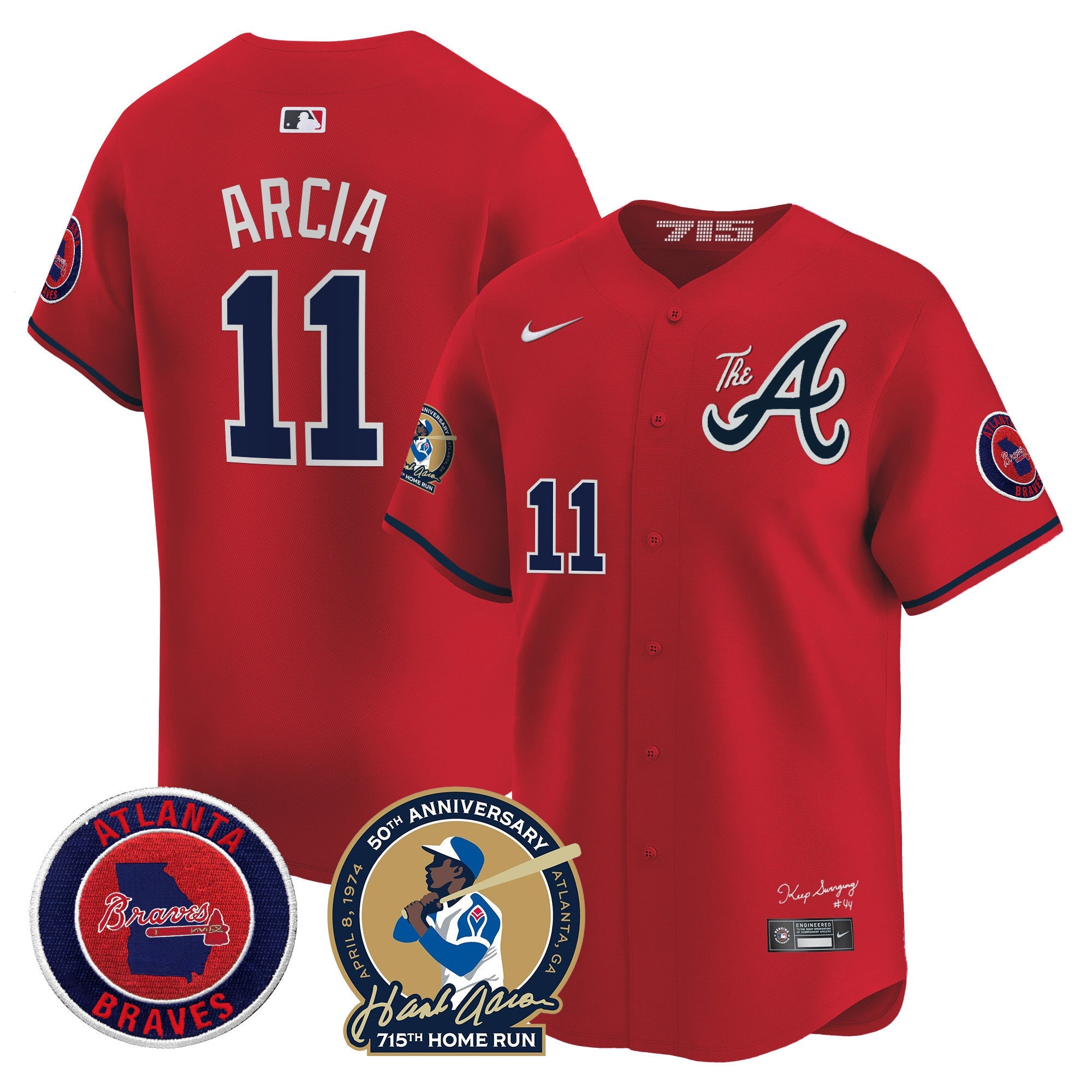 Men’s Atlanta Hank Aaron 715th Home Run Patch Vapor Premier Limited Jersey V2