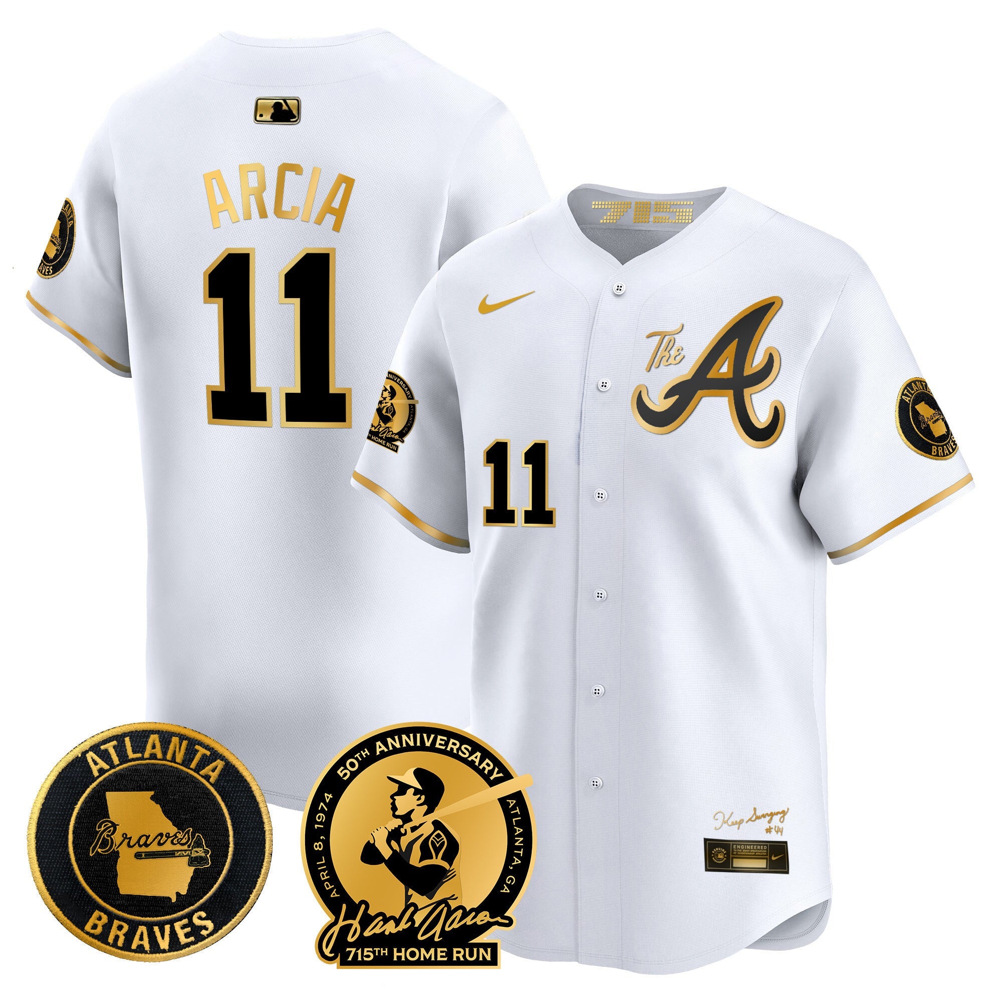 Men’s Atlanta Hank Aaron 715th Home Run Patch Vapor Premier Limited Jersey V2