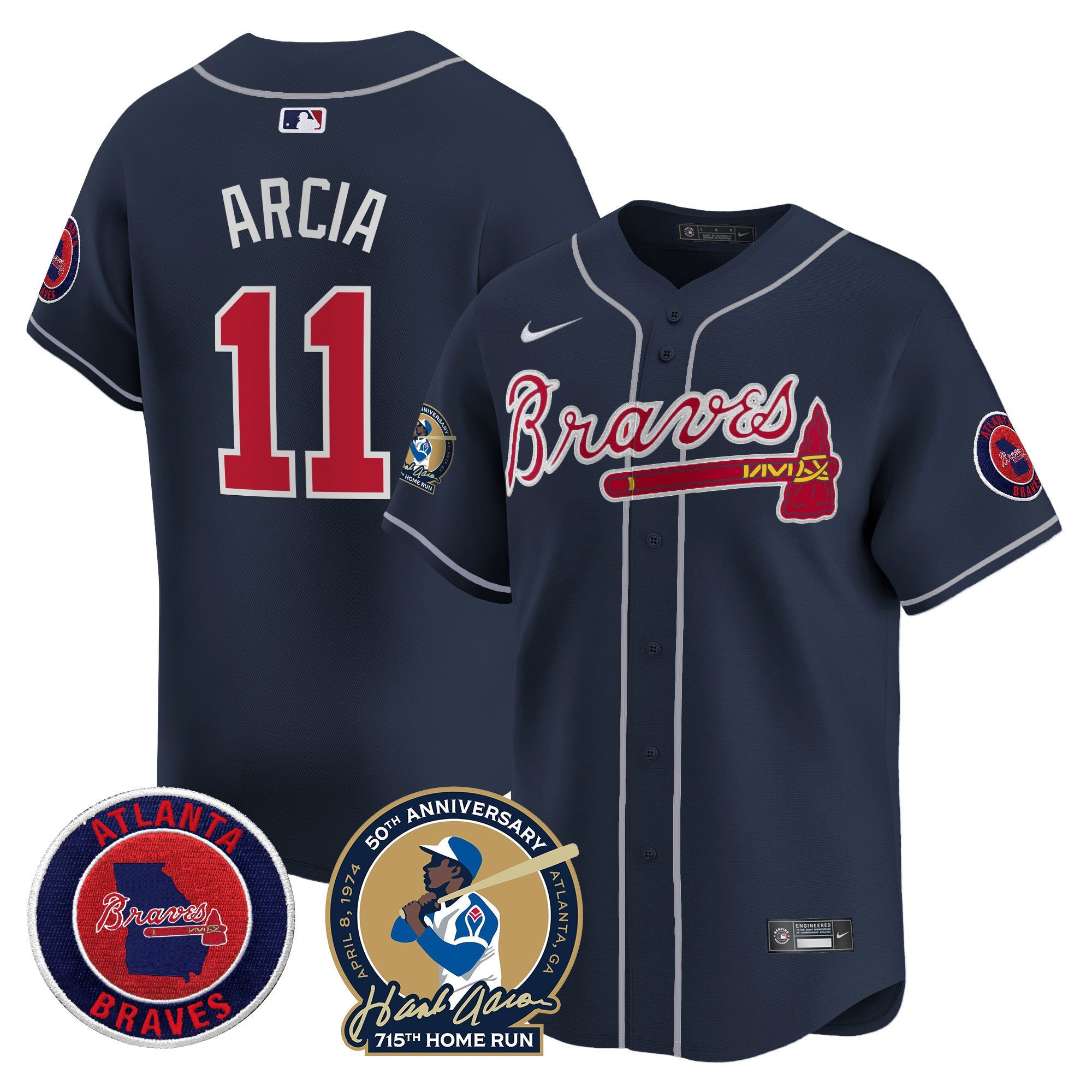 Men’s Atlanta Hank Aaron 715th Home Run Patch Vapor Premier Limited Jersey