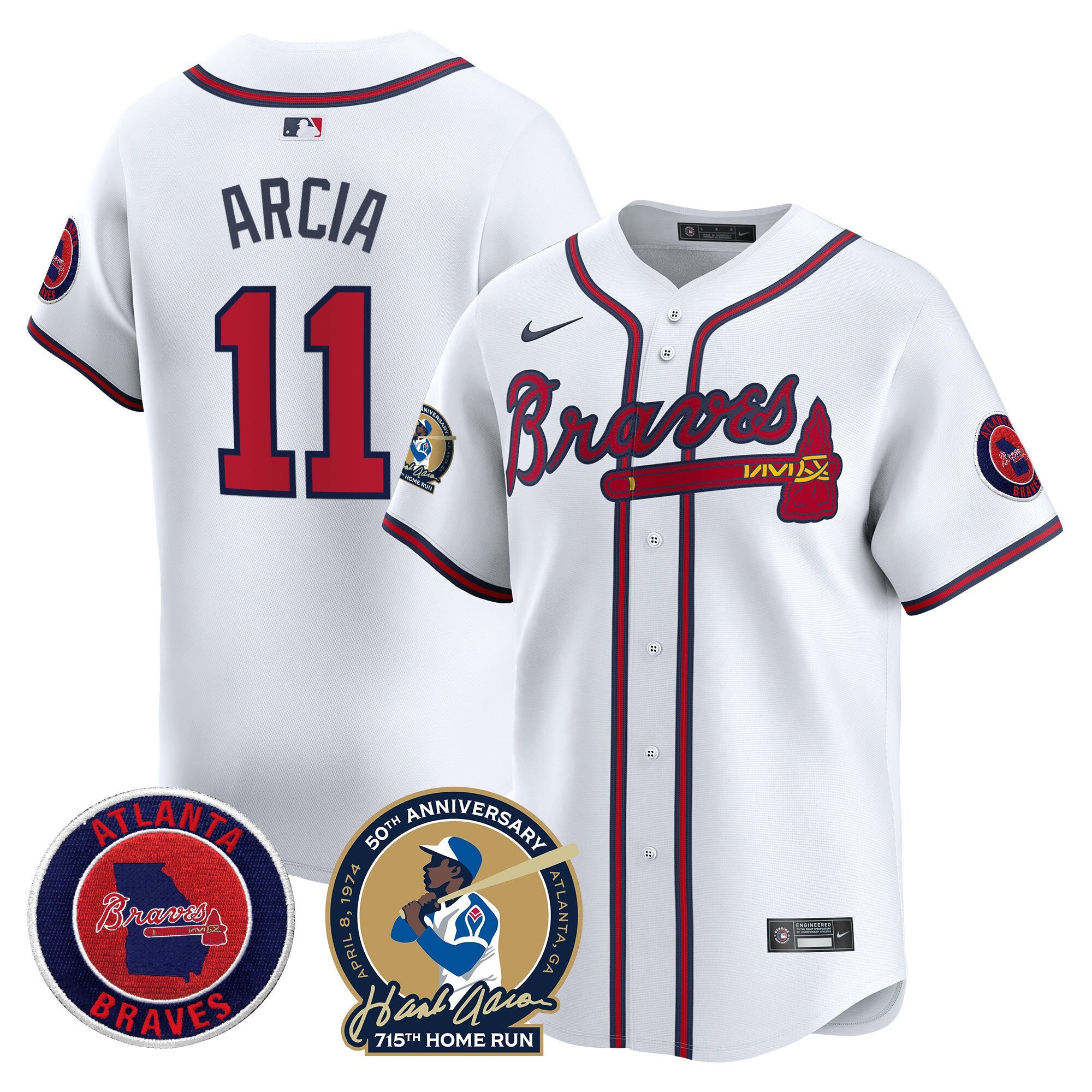 Men’s Atlanta Hank Aaron 715th Home Run Patch Vapor Premier Limited Jersey