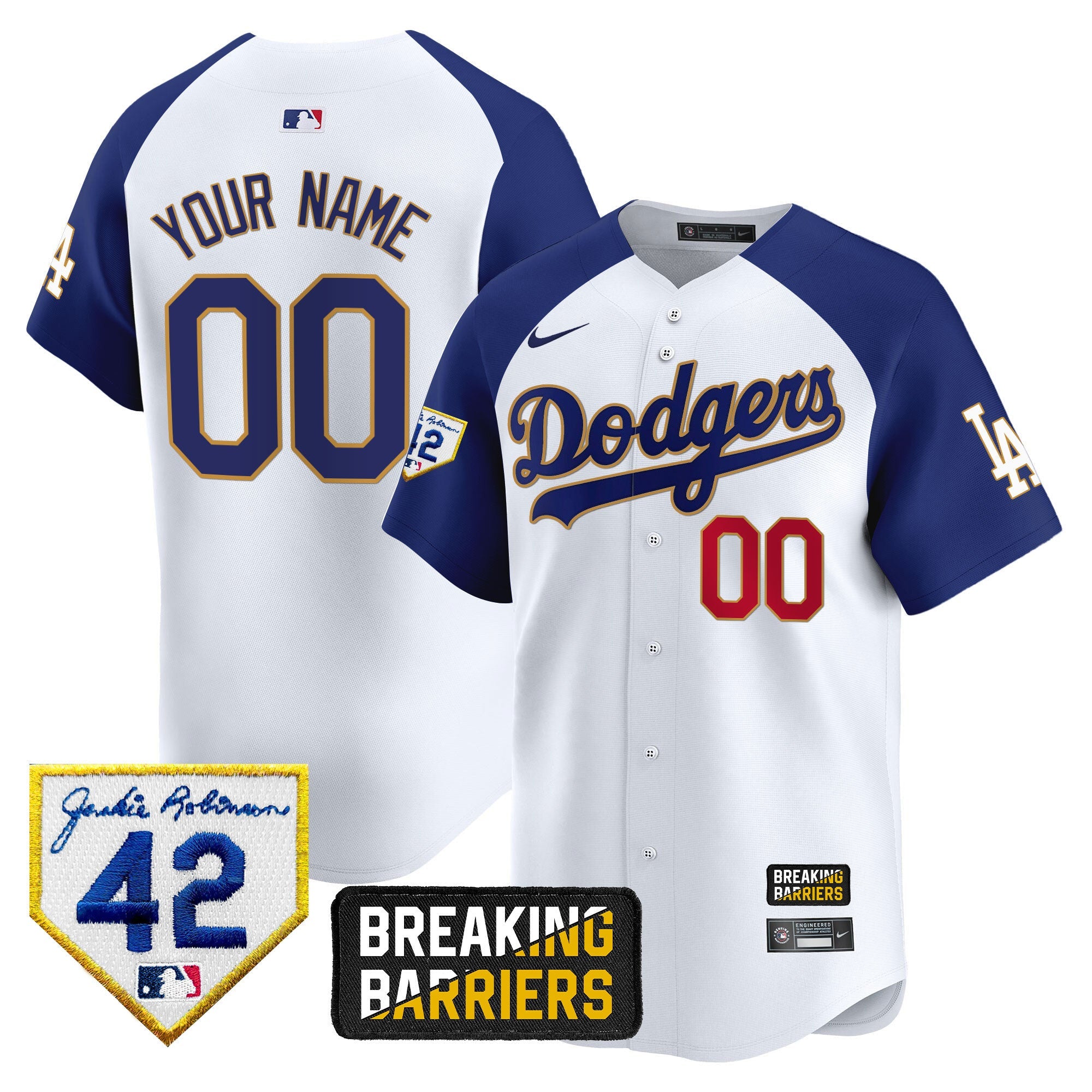 Jackie Robinson Breaking Barriers Patch Vapor Premier Limited Custom Jersey