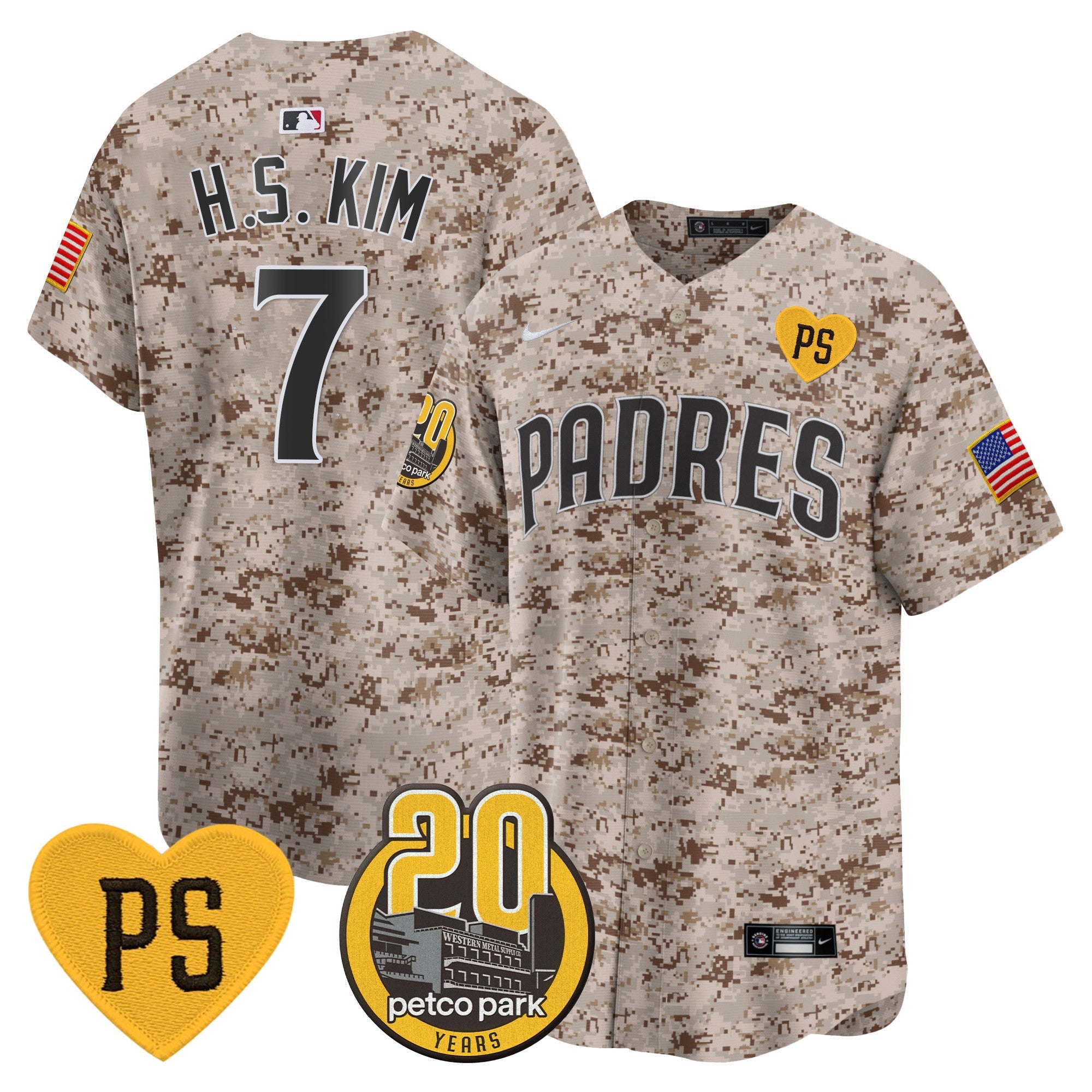 Men’s “For Peter” & Petco Park 20th Patch USMC Vapor Premier Limited Jersey